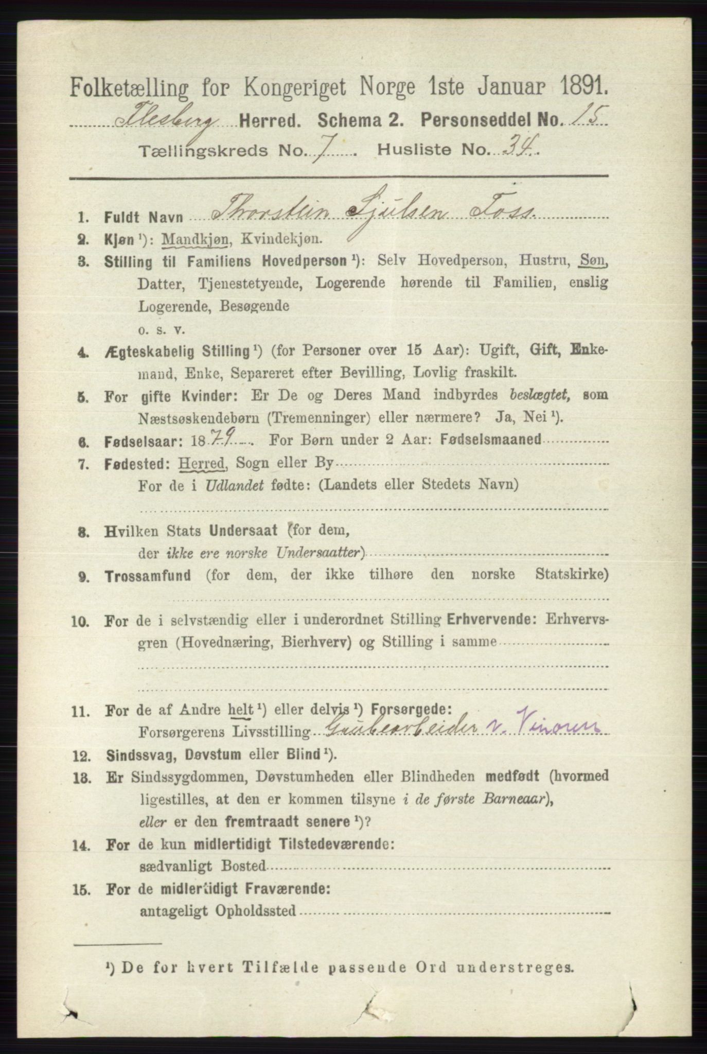 RA, 1891 census for 0631 Flesberg, 1891, p. 1331