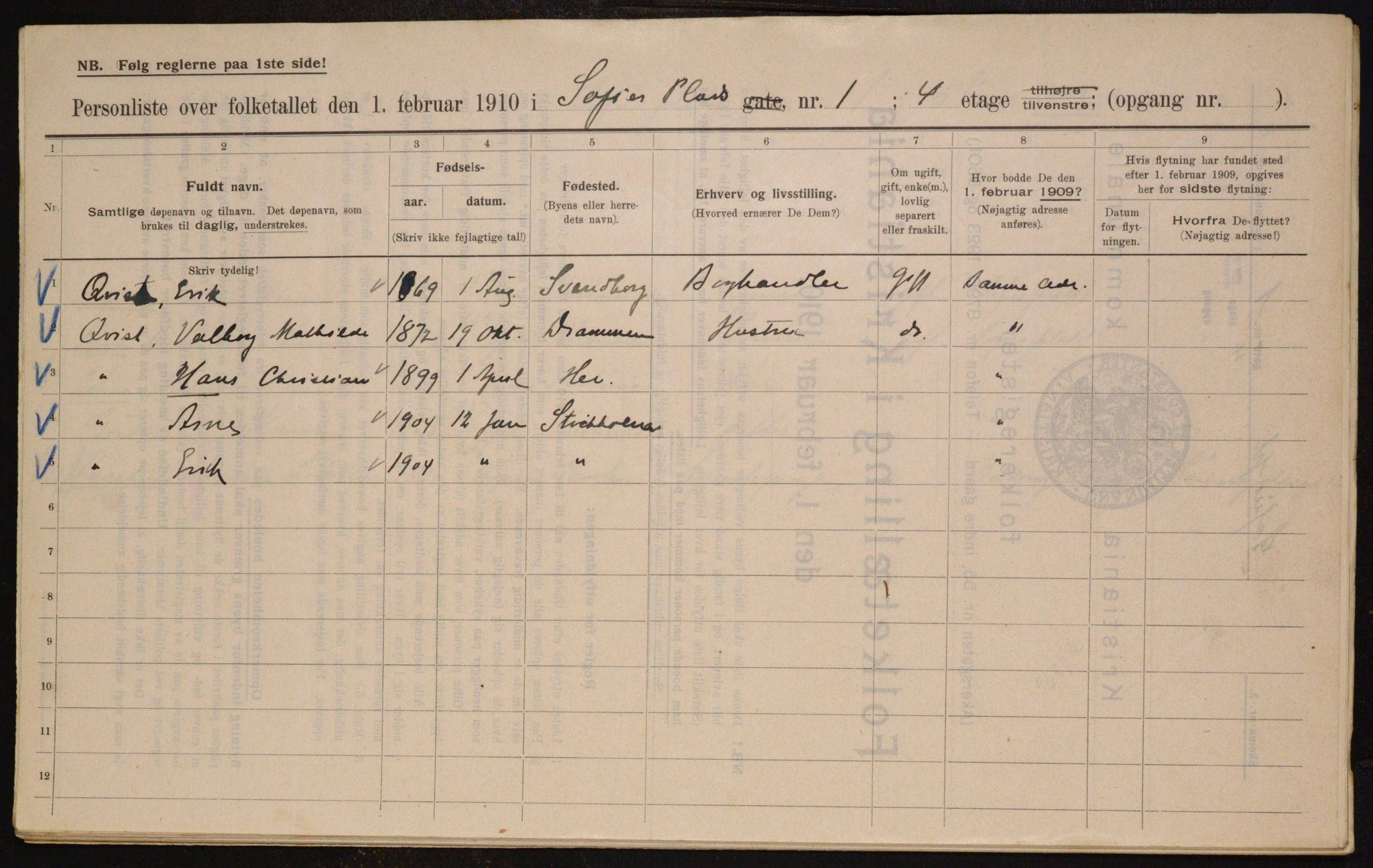 OBA, Municipal Census 1910 for Kristiania, 1910, p. 94680