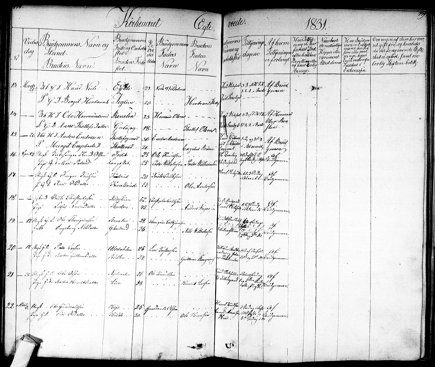 Nes kirkebøker, AV/SAKO-A-236/F/Fa/L0008: Parish register (official) no. 8, 1824-1834, p. 778-779