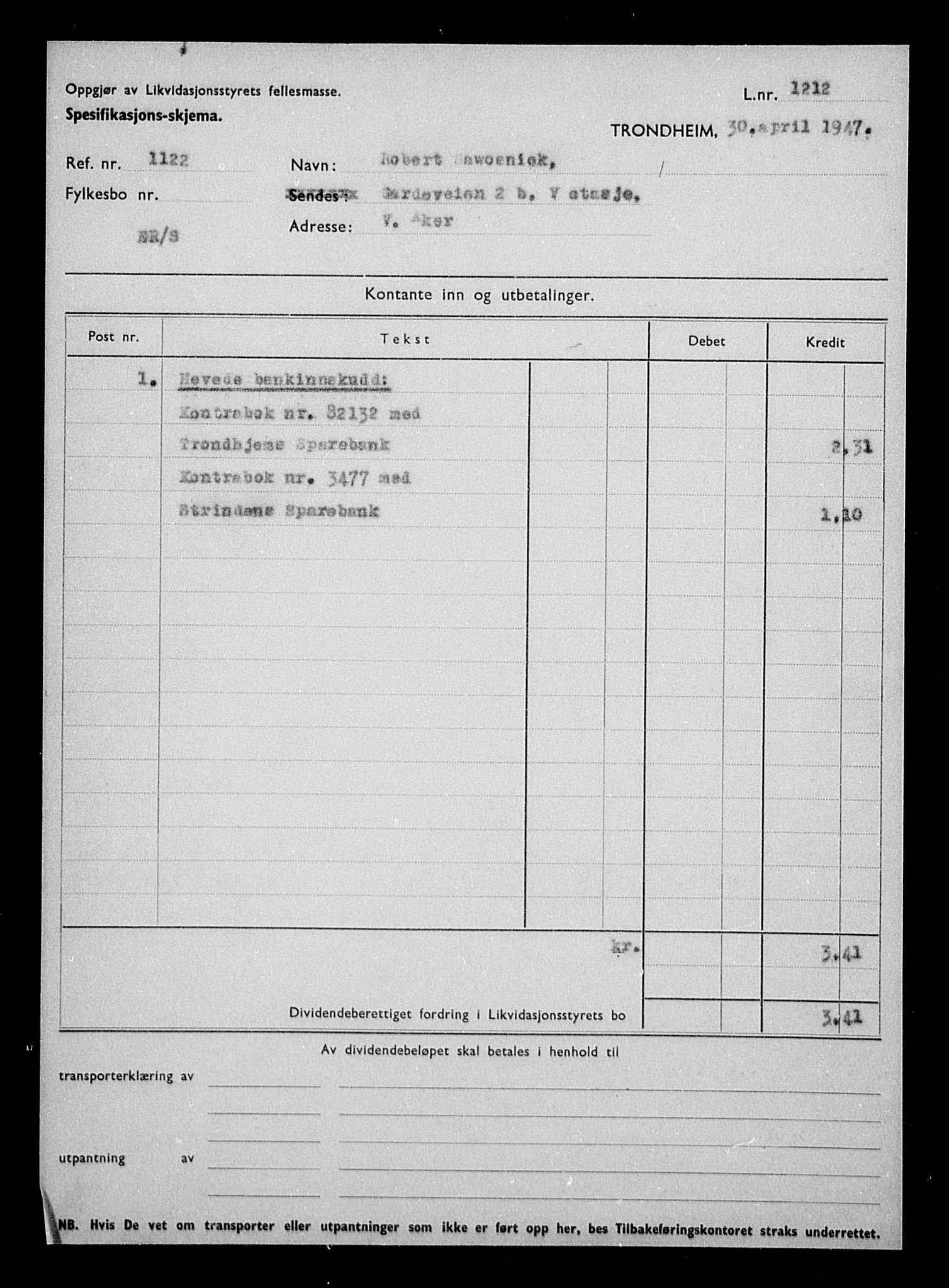 Justisdepartementet, Tilbakeføringskontoret for inndratte formuer, AV/RA-S-1564/H/Hc/Hca/L0908: --, 1945-1947, p. 30