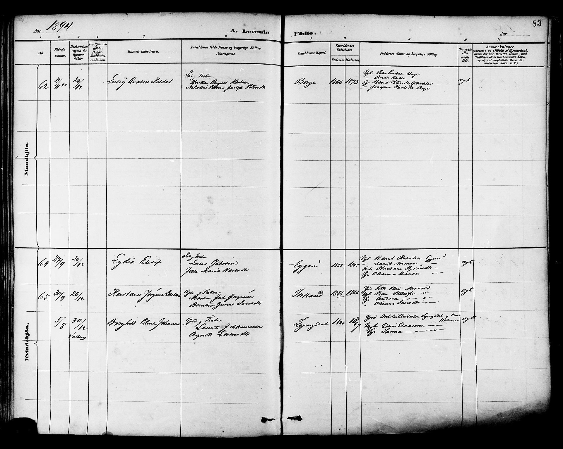 Ministerialprotokoller, klokkerbøker og fødselsregistre - Nordland, AV/SAT-A-1459/880/L1133: Parish register (official) no. 880A07, 1888-1898, p. 83