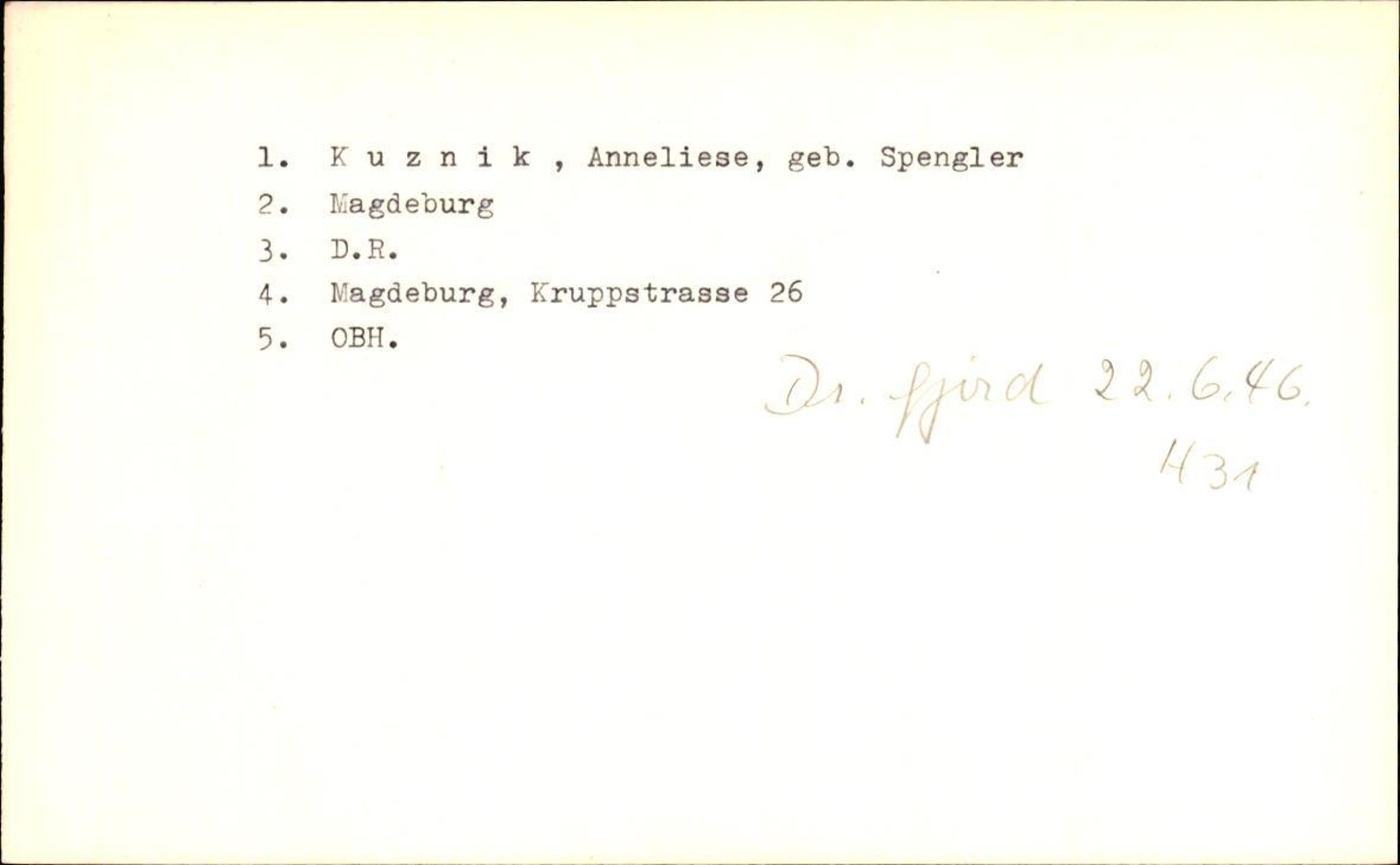 Hjemsendte tyskere , AV/RA-RAFA-6487/D/Db/L0017: Küchler-Liedkte, 1945-1947, p. 429