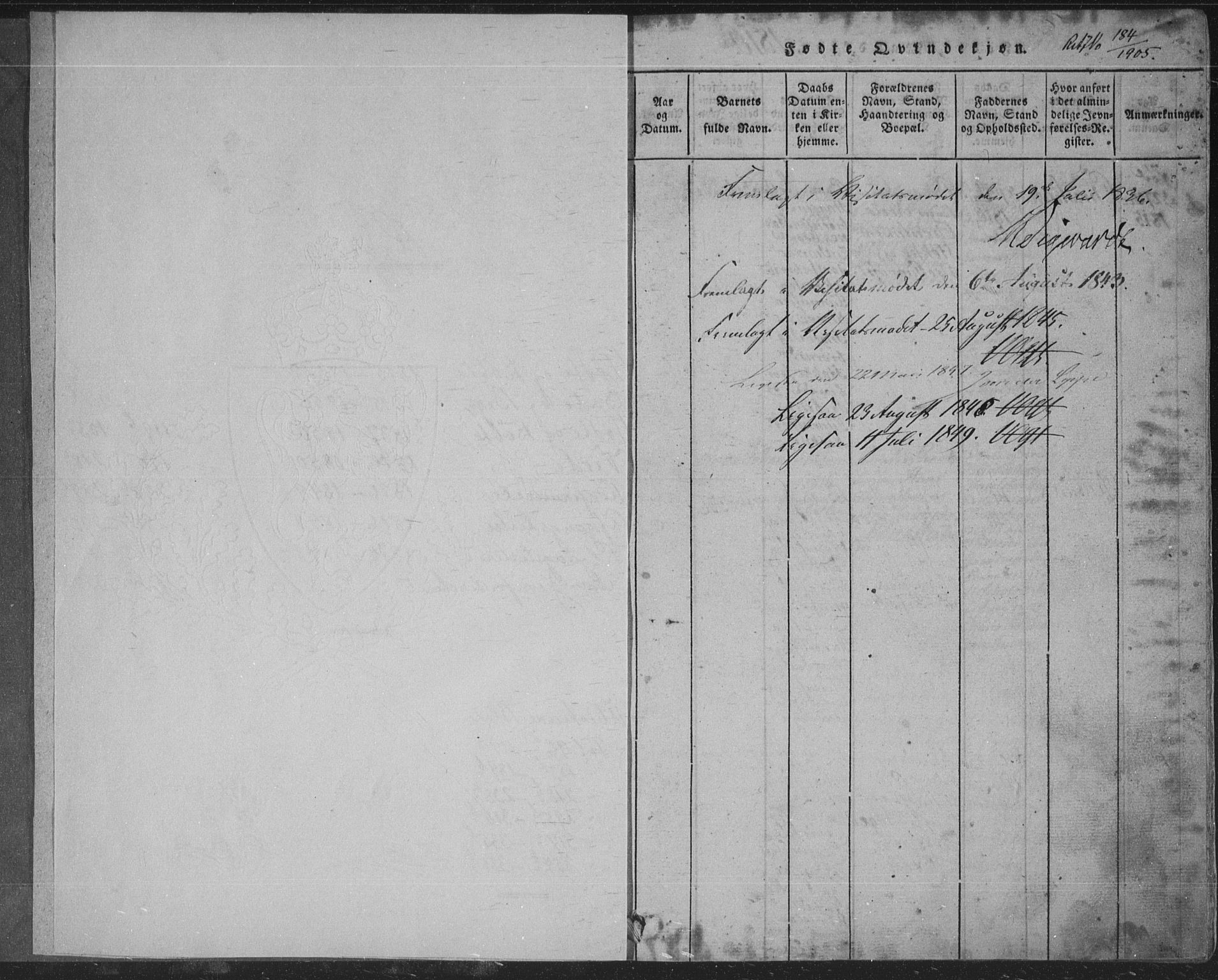 Sør-Audnedal sokneprestkontor, SAK/1111-0039/F/Fb/Fba/L0001: Parish register (copy) no. B 1, 1815-1850, p. 1