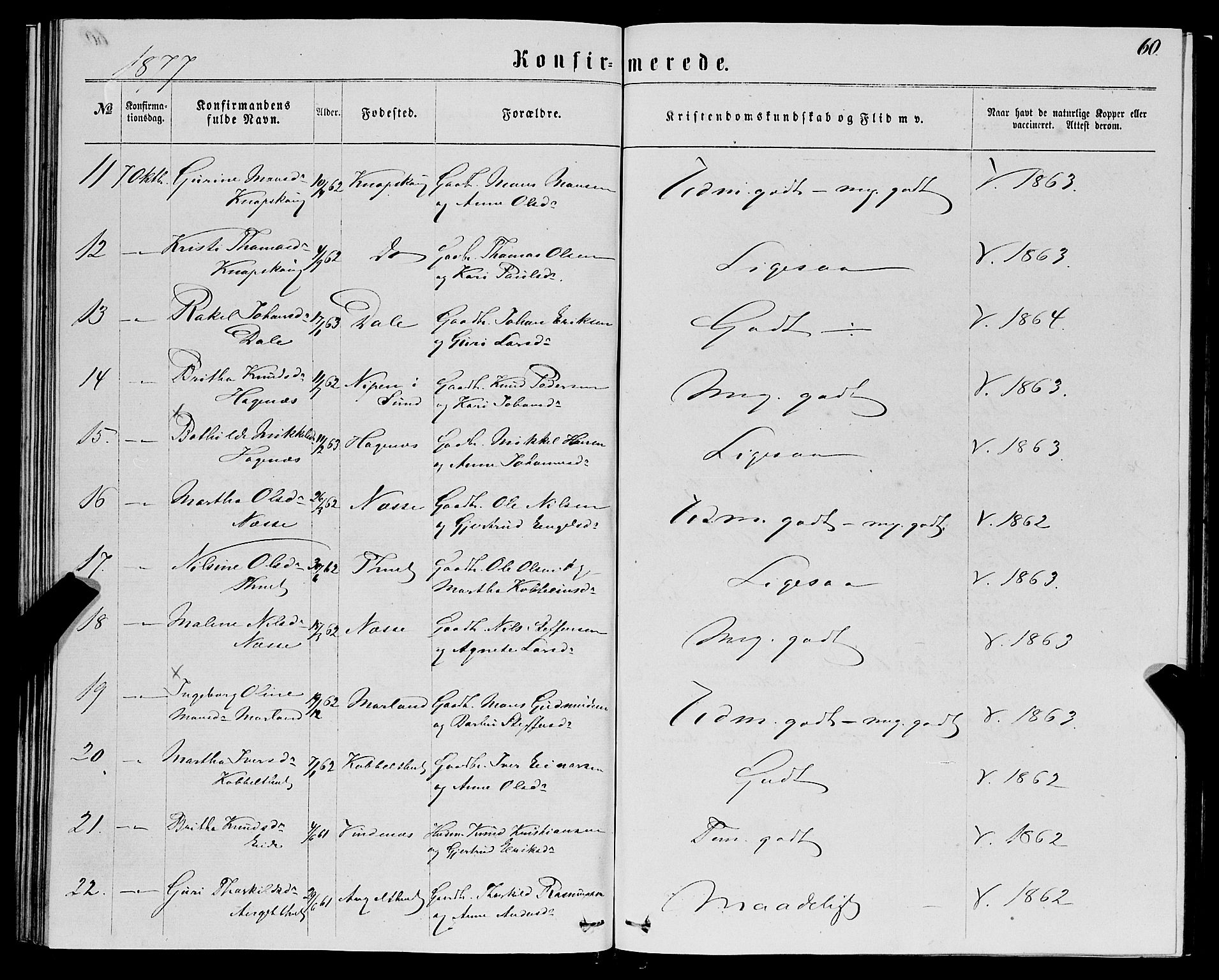 Fjell sokneprestembete, AV/SAB-A-75301/H/Haa: Parish register (official) no. A 5, 1864-1877, p. 60