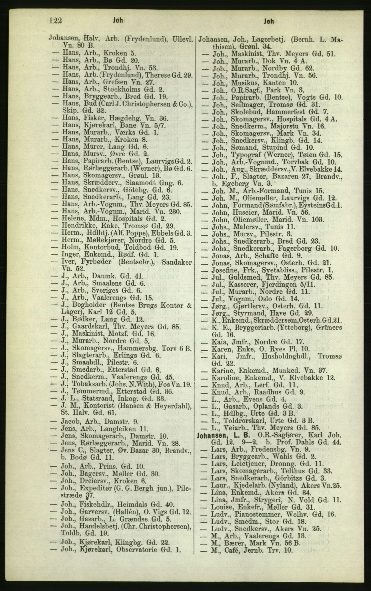 Kristiania/Oslo adressebok, PUBL/-, 1882, p. 122