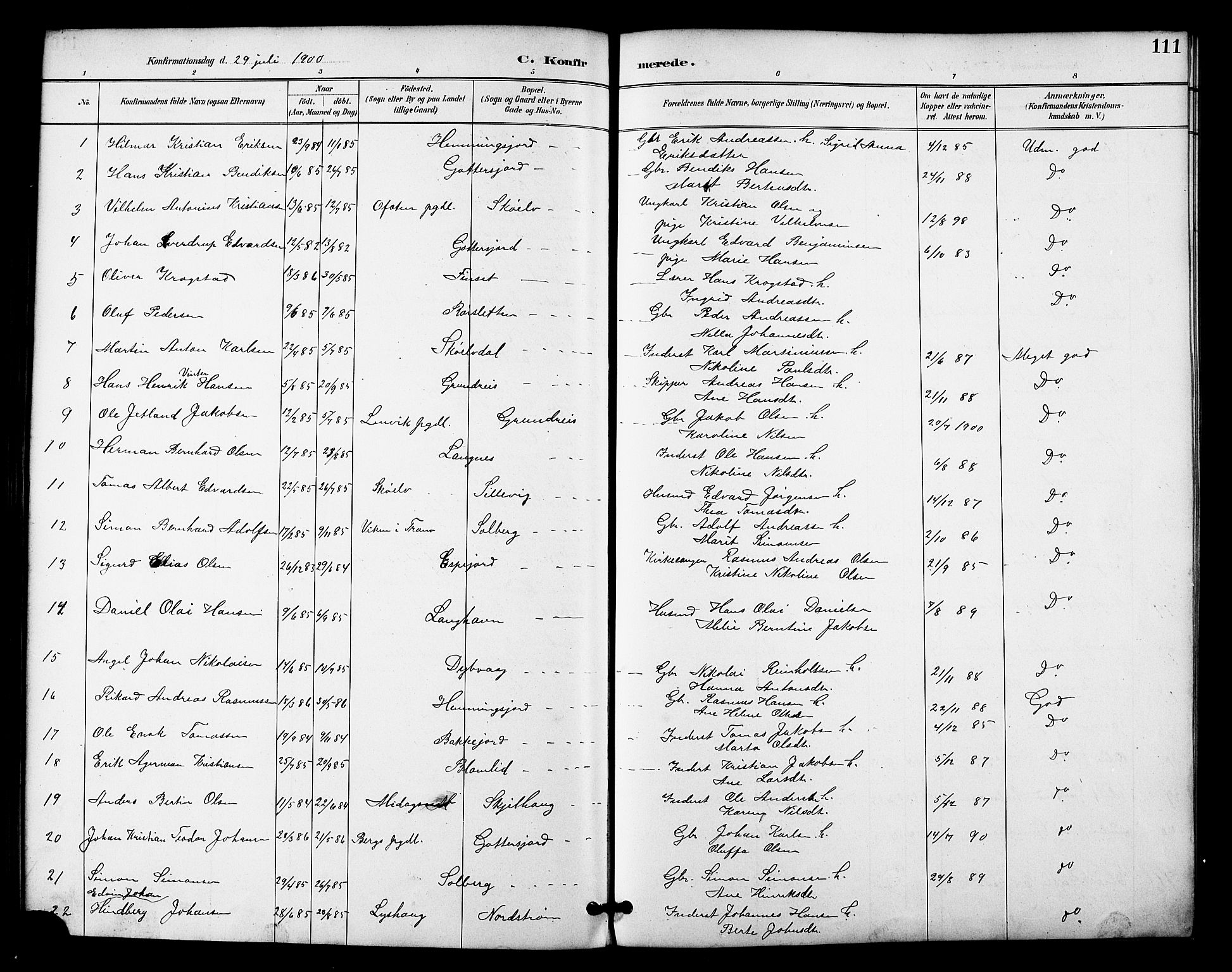 Tranøy sokneprestkontor, SATØ/S-1313/I/Ia/Iab/L0022klokker: Parish register (copy) no. 22, 1887-1912, p. 111