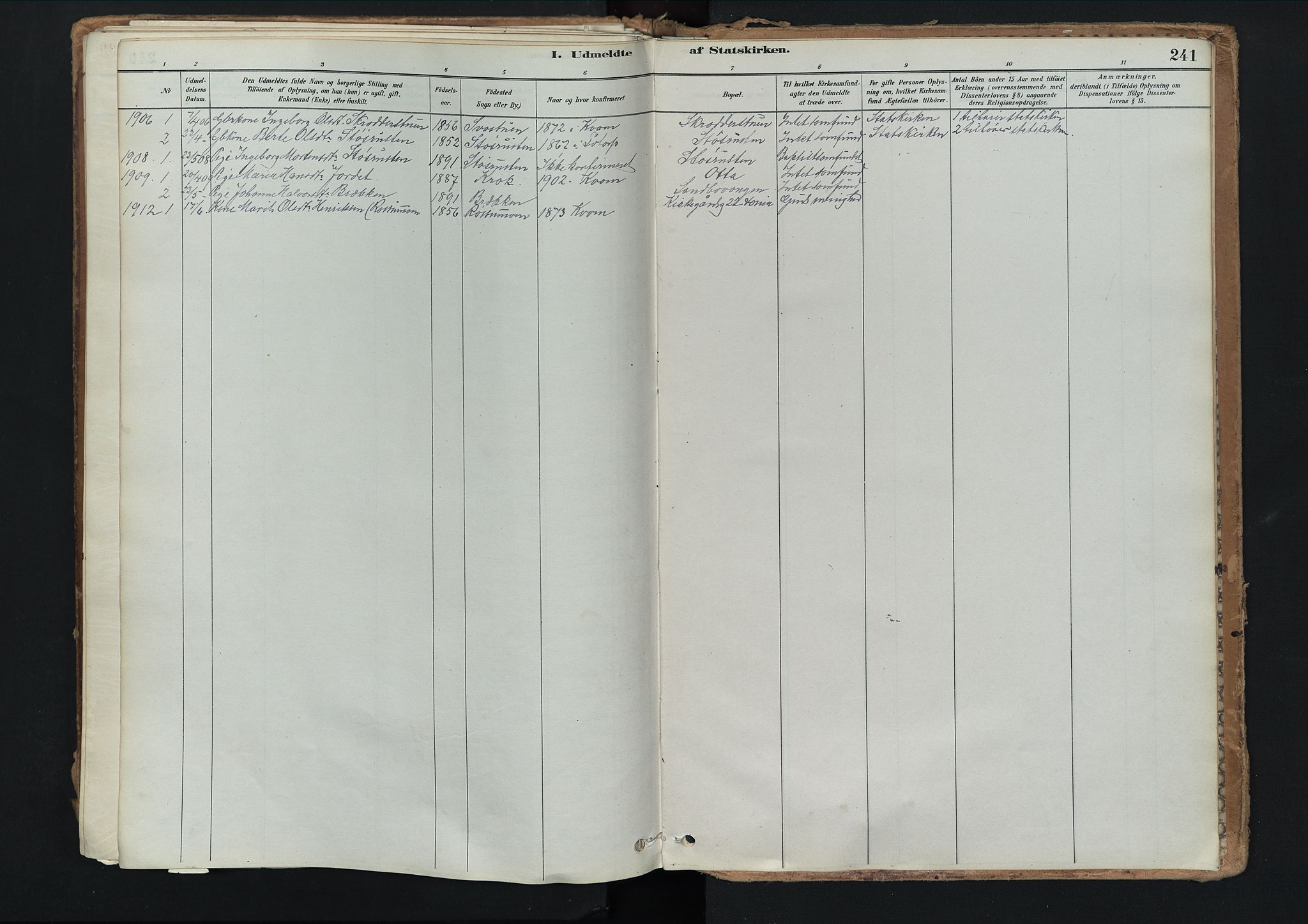 Nord-Fron prestekontor, SAH/PREST-080/H/Ha/Haa/L0003: Parish register (official) no. 3, 1884-1914, p. 241
