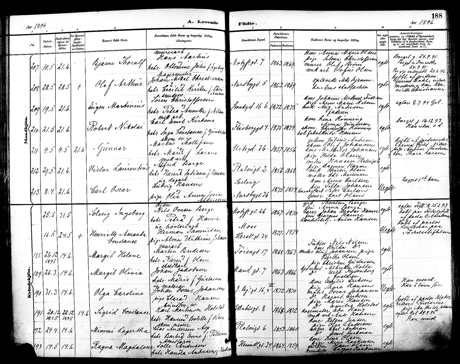 Grønland prestekontor Kirkebøker, SAO/A-10848/F/Fa/L0012: Parish register (official) no. 12, 1893-1900, p. 188