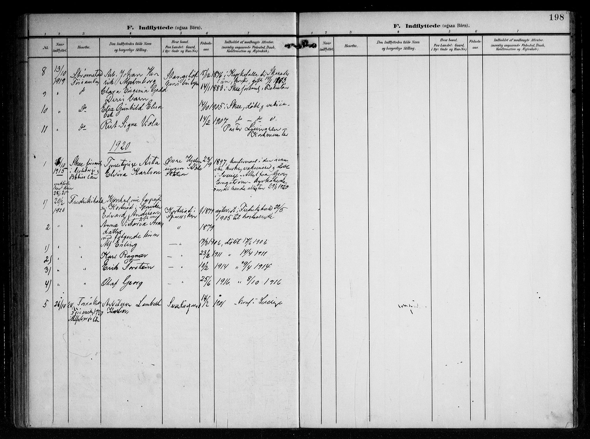 Berg prestekontor Kirkebøker, SAO/A-10902/F/Fa/L0008: Parish register (official) no. I 8, 1902-1920, p. 198