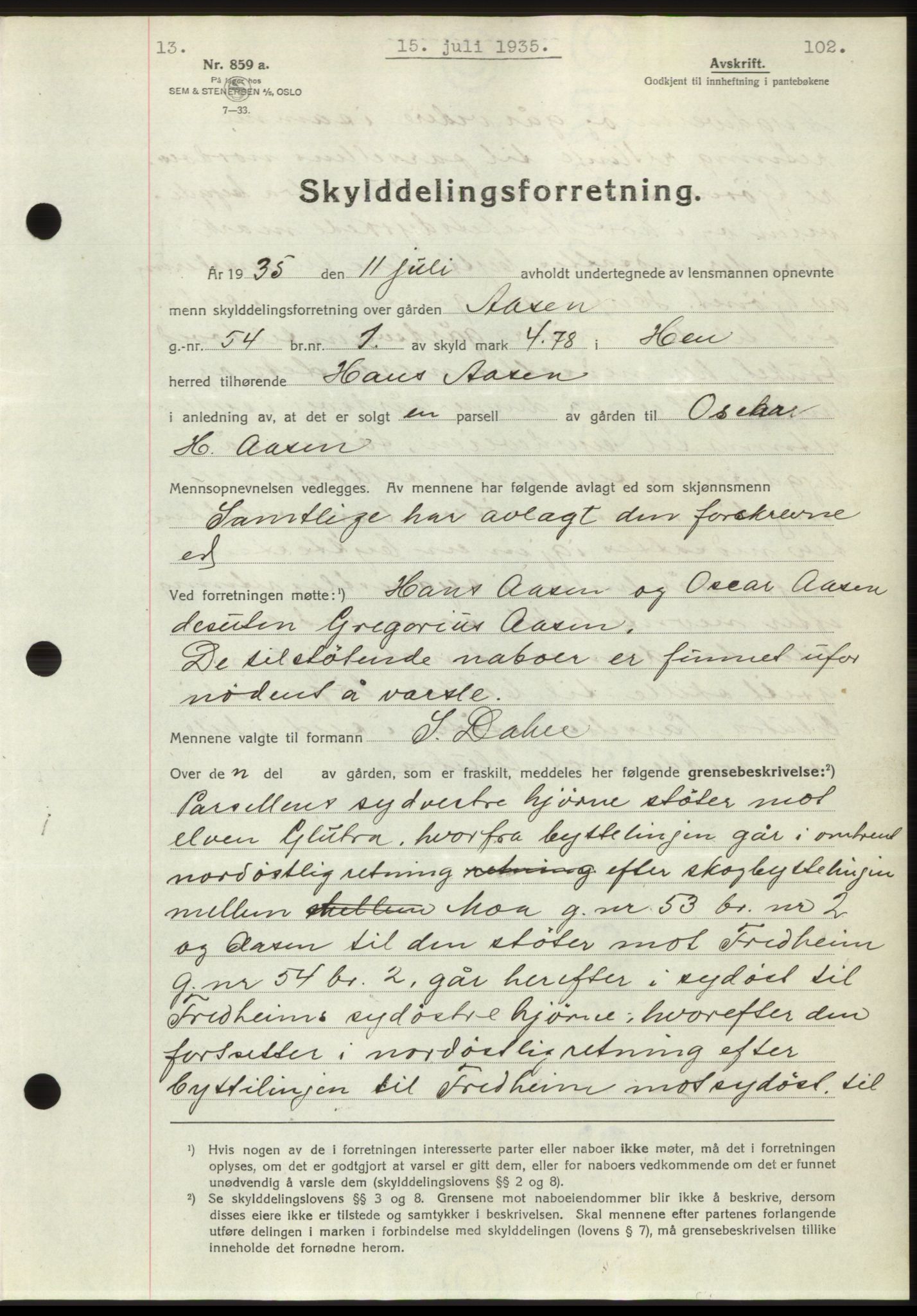 Romsdal sorenskriveri, AV/SAT-A-4149/1/2/2C/L0067: Mortgage book no. 61, 1935-1935, Deed date: 15.07.1935