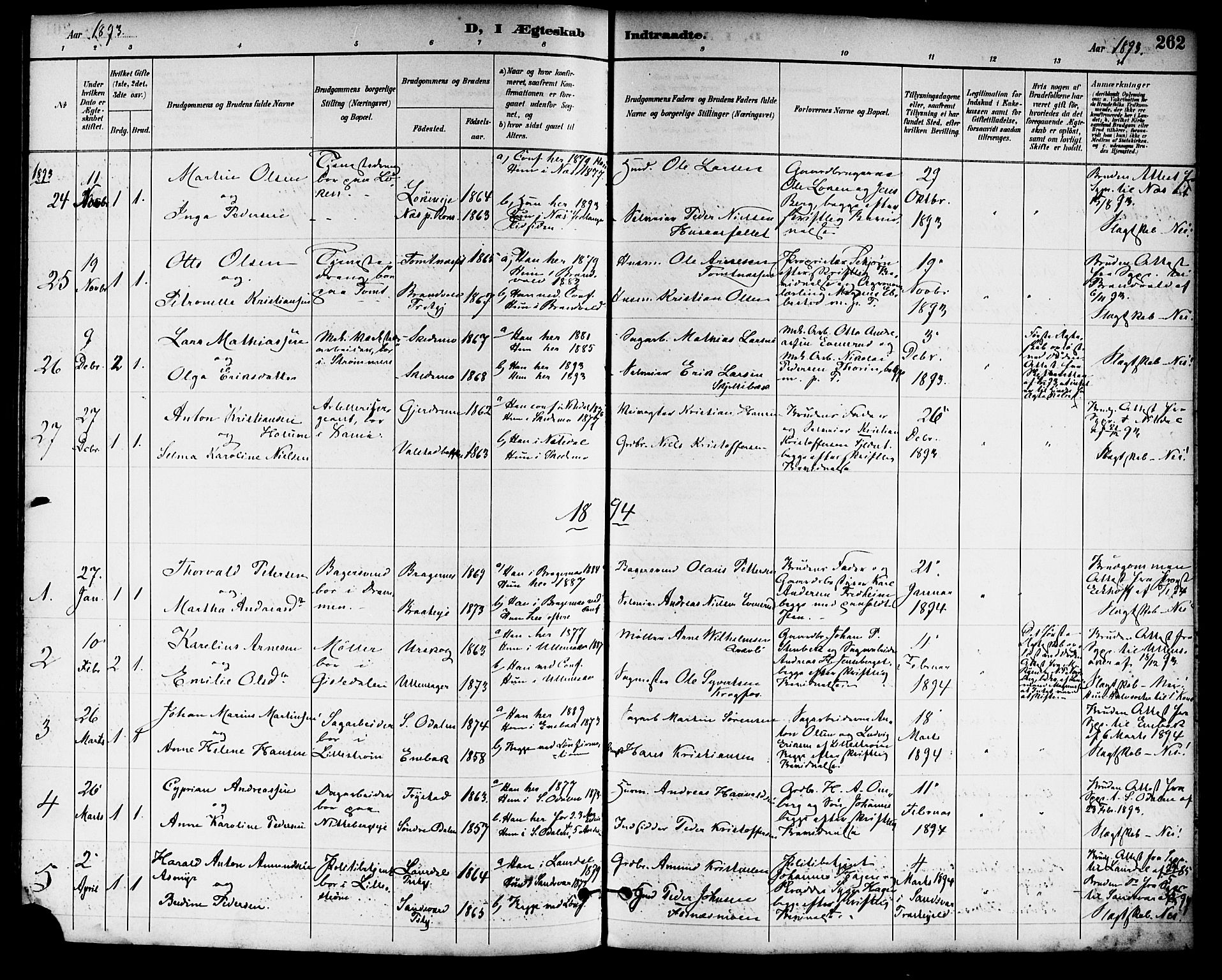 Skedsmo prestekontor Kirkebøker, SAO/A-10033a/F/Fa/L0014: Parish register (official) no. I 14, 1892-1901, p. 262