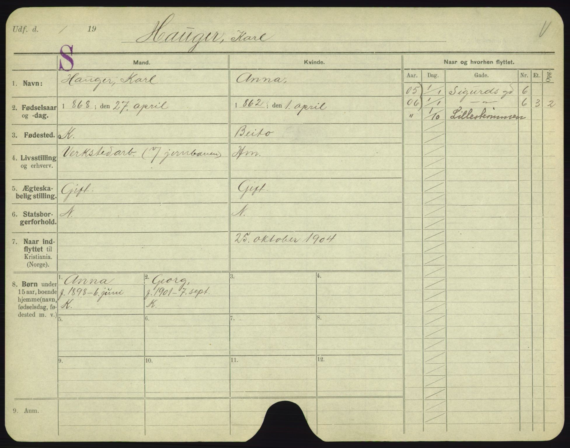 Oslo folkeregister, Registerkort, SAO/A-11715/F/Fa/Fac/L0004: Menn, 1906-1914, p. 476a