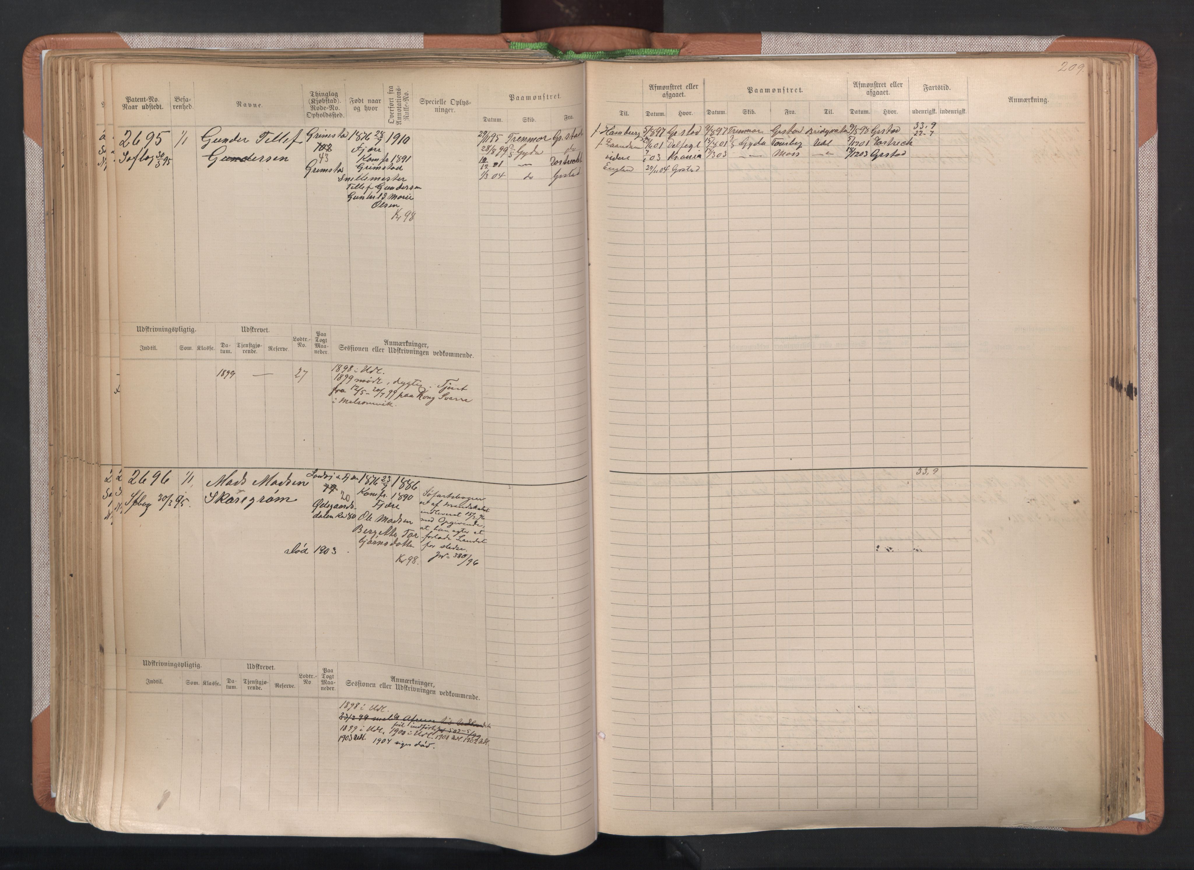 Grimstad mønstringskrets, AV/SAK-2031-0013/F/Fb/L0004: Hovedrulle A nr 2277-3042, F-7, 1889-1940, p. 217