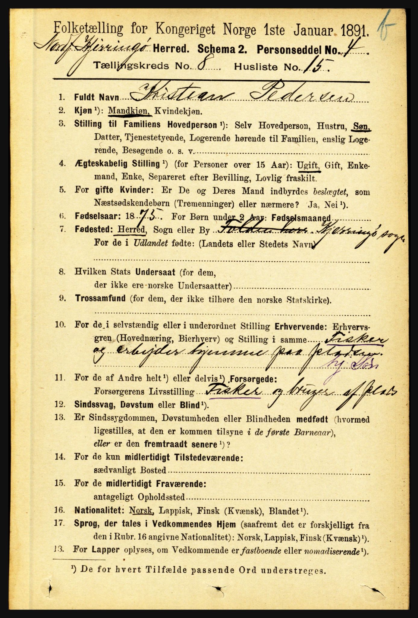 RA, 1891 census for 1846 Nordfold-Kjerringøy, 1891, p. 2055