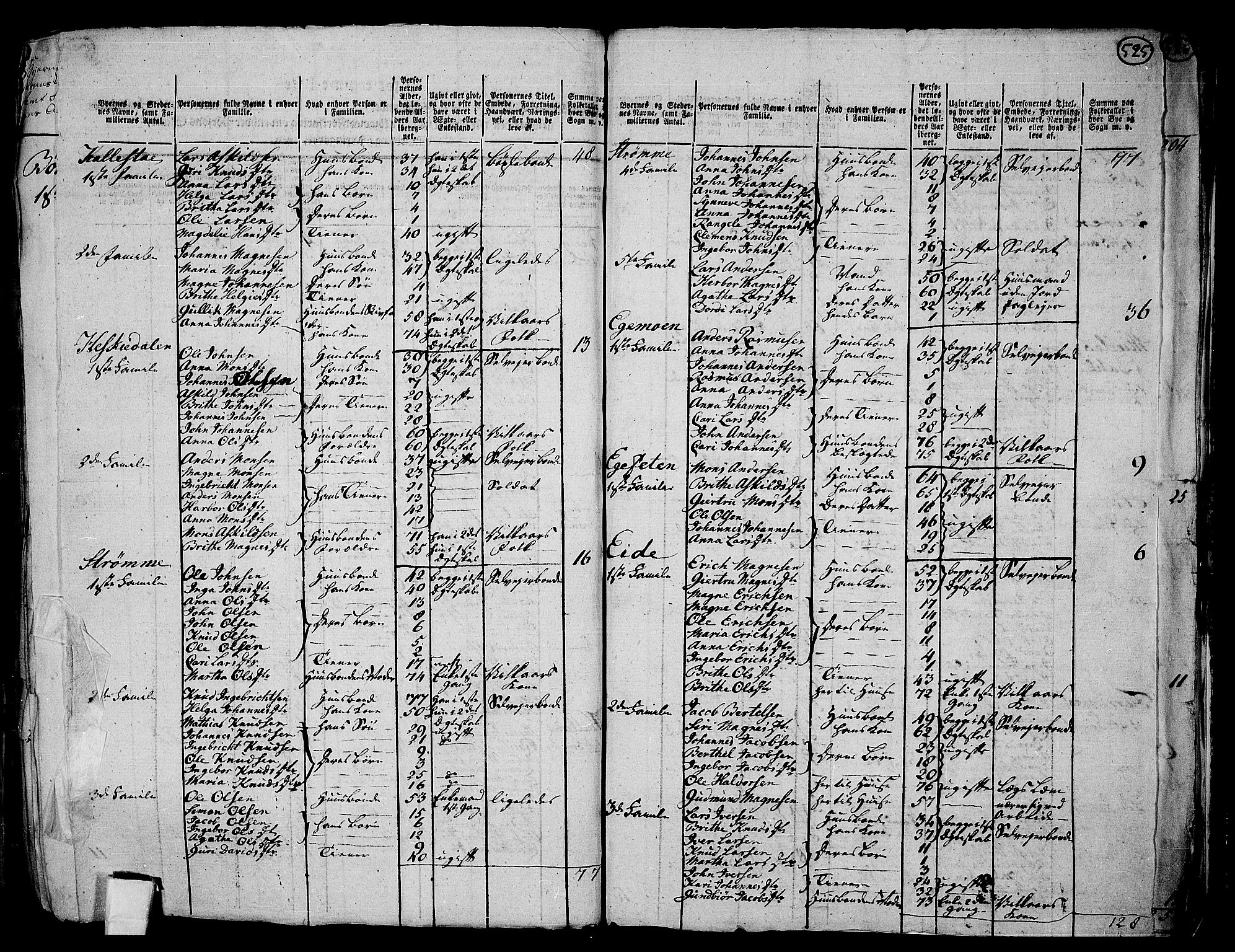 RA, 1801 census for 1250P Haus, 1801, p. 524b-525a