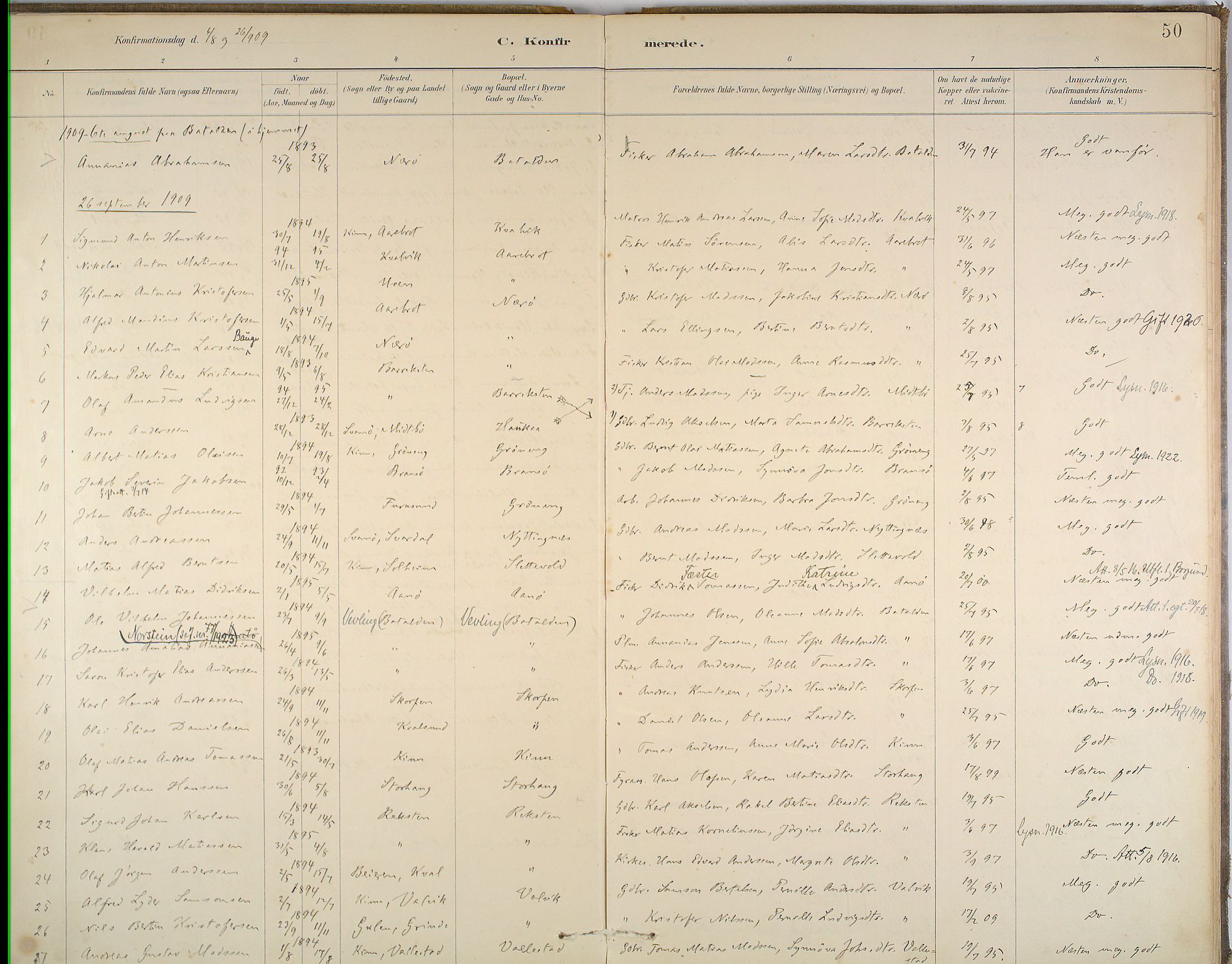 Kinn sokneprestembete, SAB/A-80801/H/Haa/Haab/L0006: Parish register (official) no. B 6, 1883-1925, p. 50