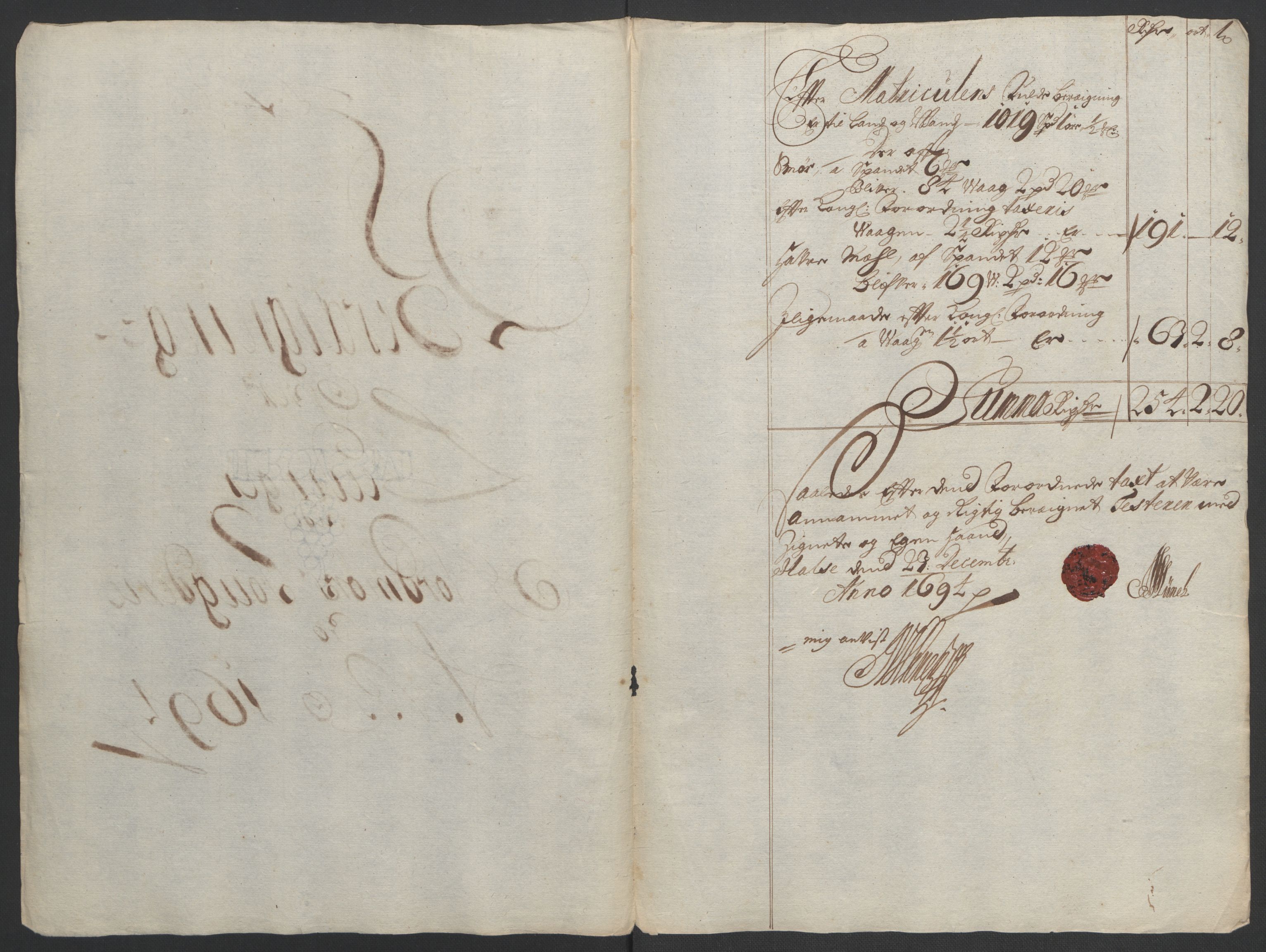 Rentekammeret inntil 1814, Reviderte regnskaper, Fogderegnskap, RA/EA-4092/R56/L3736: Fogderegnskap Nordmøre, 1694-1696, p. 67