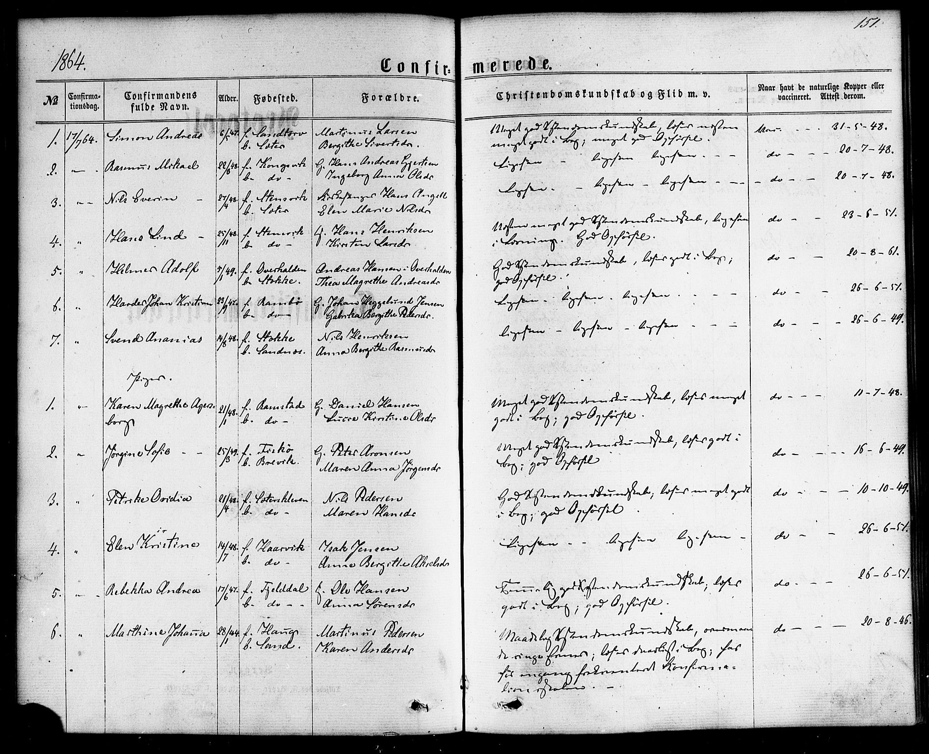 Ministerialprotokoller, klokkerbøker og fødselsregistre - Nordland, AV/SAT-A-1459/865/L0923: Parish register (official) no. 865A01, 1864-1884, p. 151