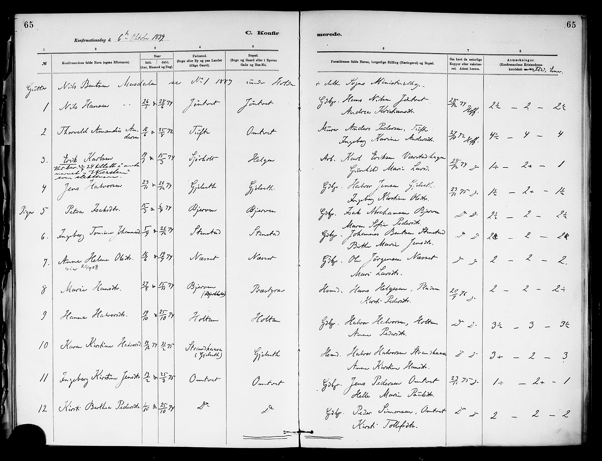 Holla kirkebøker, SAKO/A-272/F/Fa/L0009: Parish register (official) no. 9, 1881-1897, p. 65