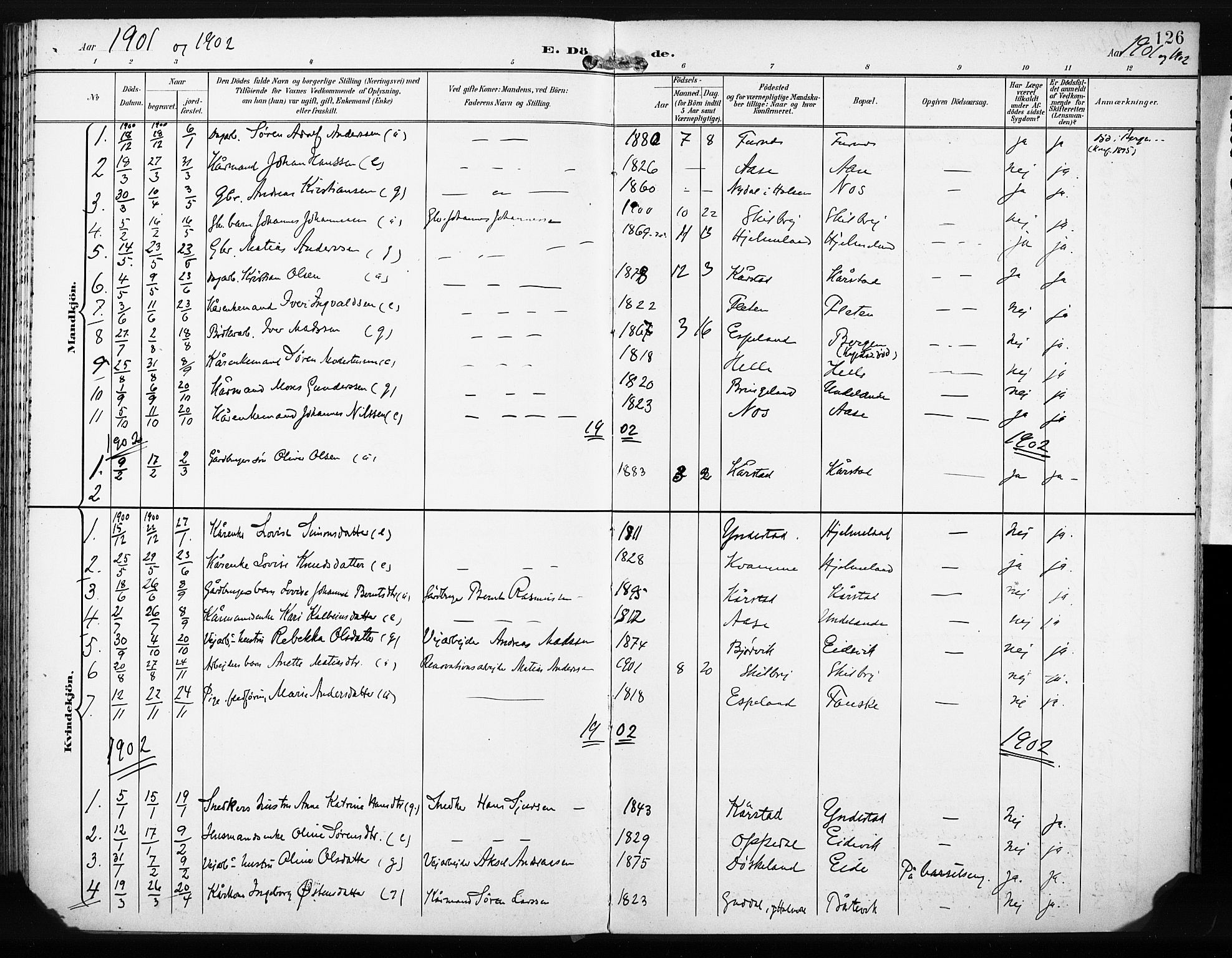 Gaular sokneprestembete, SAB/A-80001/H/Haa: Parish register (official) no. C 2, 1898-1910, p. 126