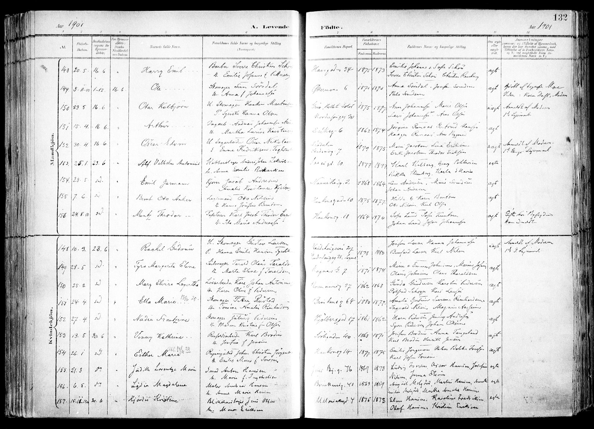 Kampen prestekontor Kirkebøker, SAO/A-10853/F/Fa/L0007: Parish register (official) no. I 7, 1897-1905, p. 132