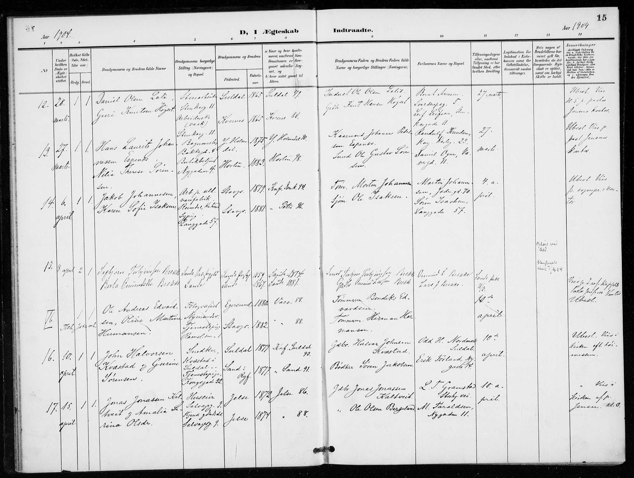 St. Petri sokneprestkontor, AV/SAST-A-101813/001/30/30BB/L0009: Parish register (copy) no. B 9, 1902-1935, p. 15