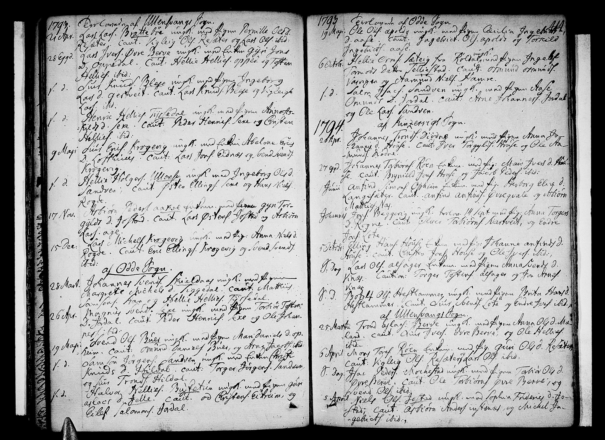 Ullensvang sokneprestembete, SAB/A-78701/H/Haa: Parish register (official) no. A 7 /1, 1788-1804, p. 413-414