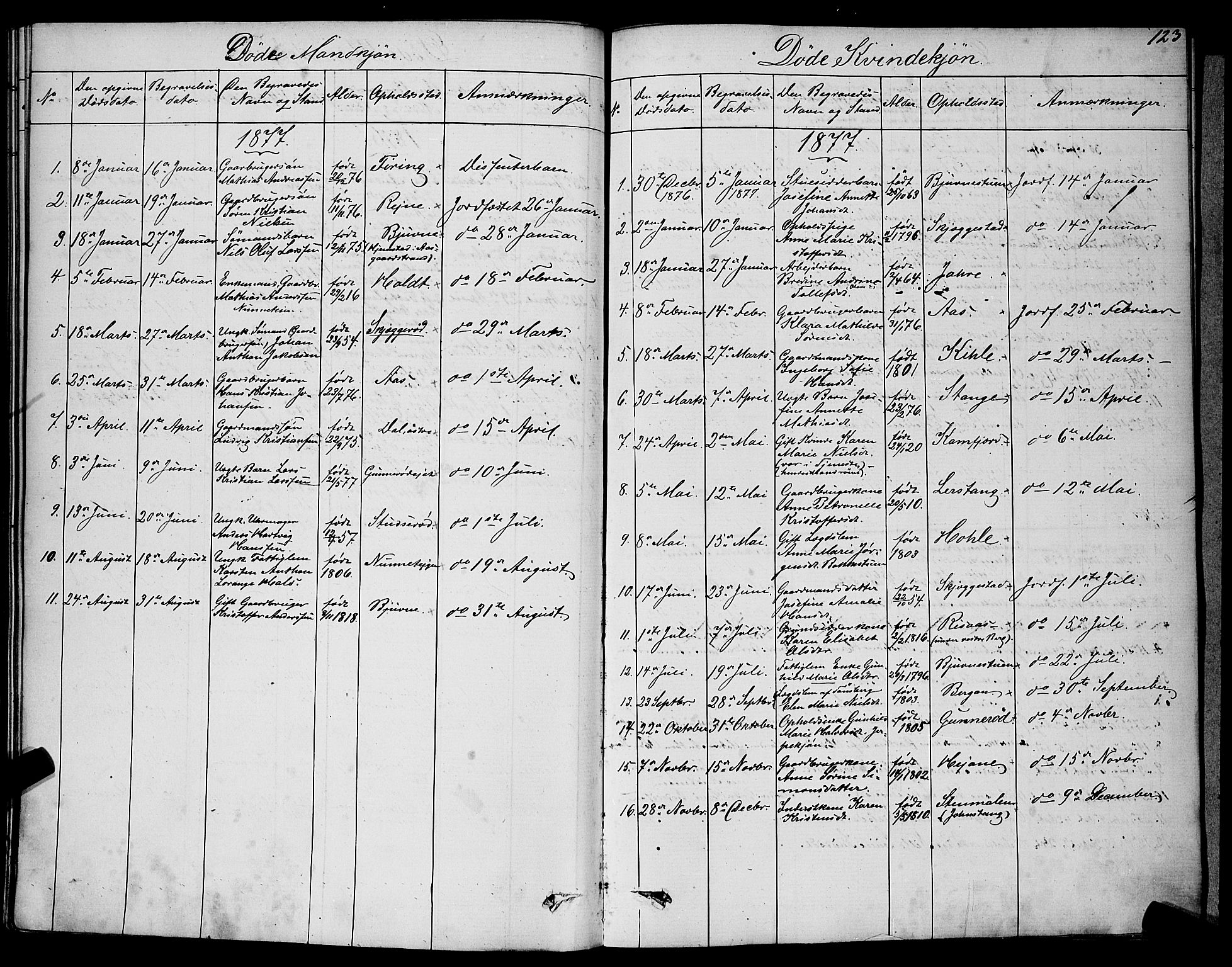 Ramnes kirkebøker, SAKO/A-314/G/Ga/L0003: Parish register (copy) no. I 3, 1870-1896, p. 123