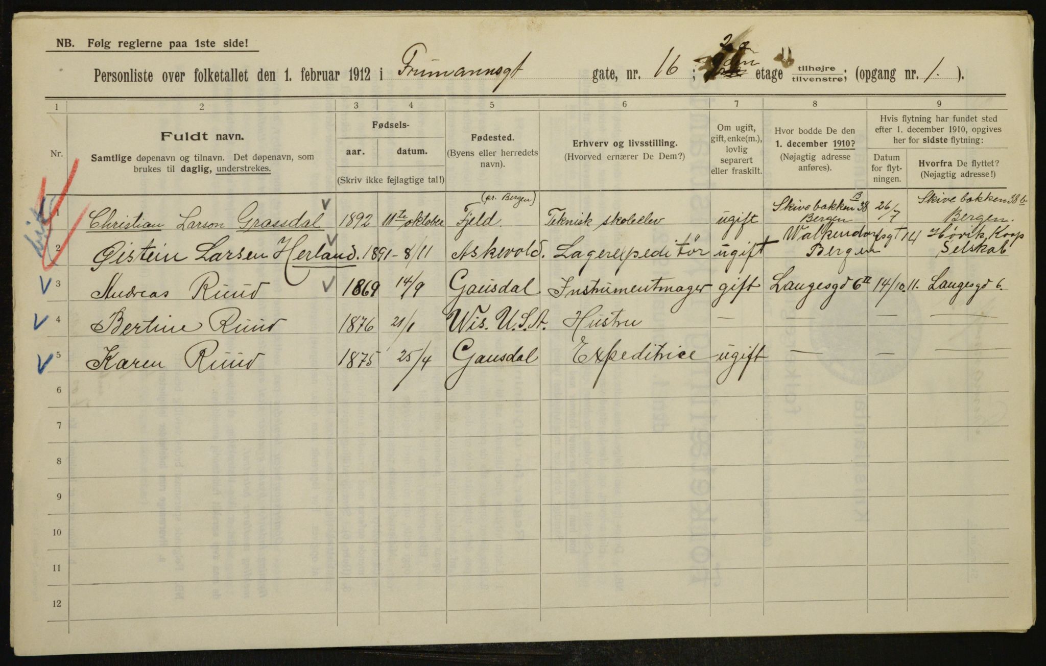 OBA, Municipal Census 1912 for Kristiania, 1912, p. 26810