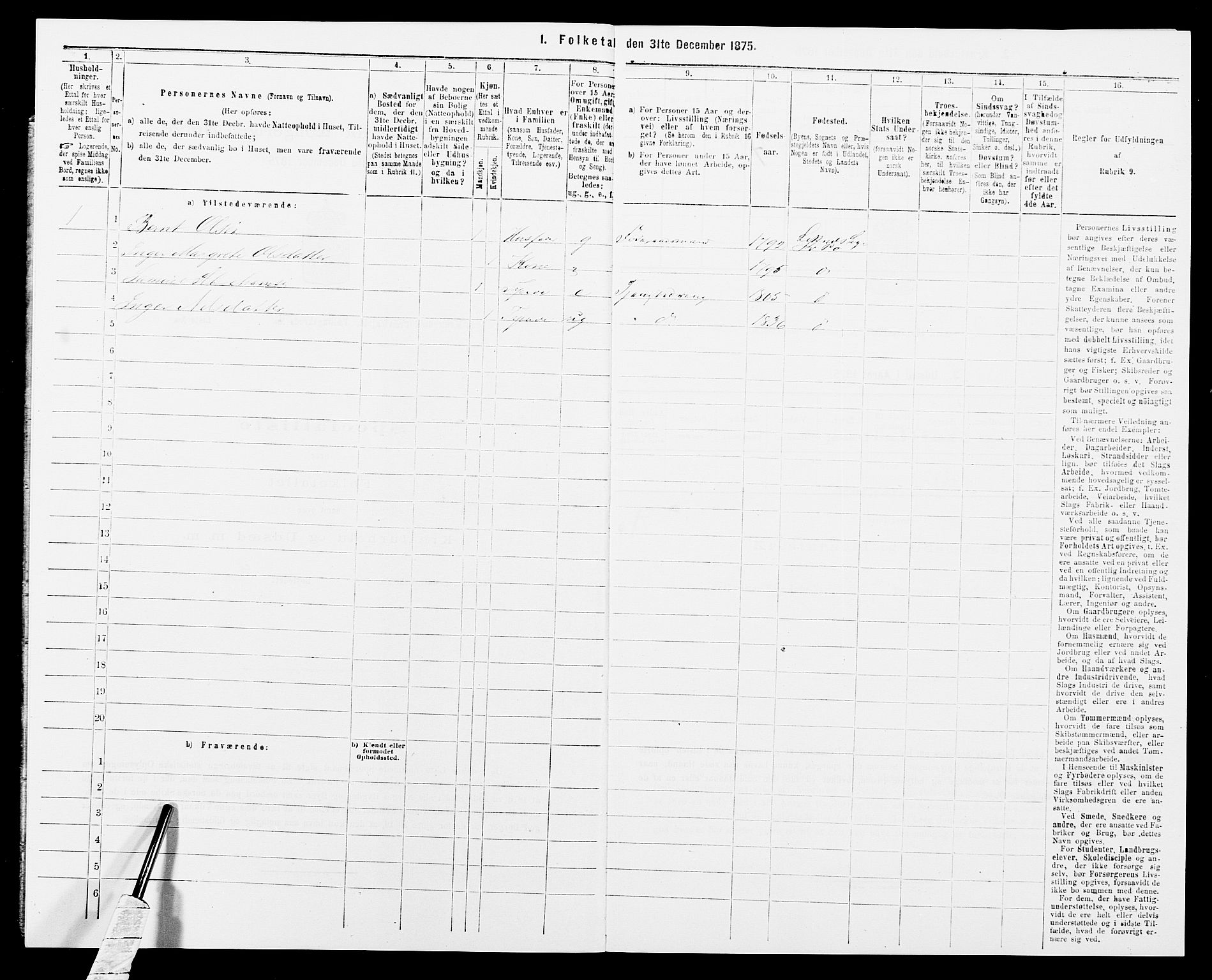 SAK, 1875 census for 1037P Kvinesdal, 1875, p. 550