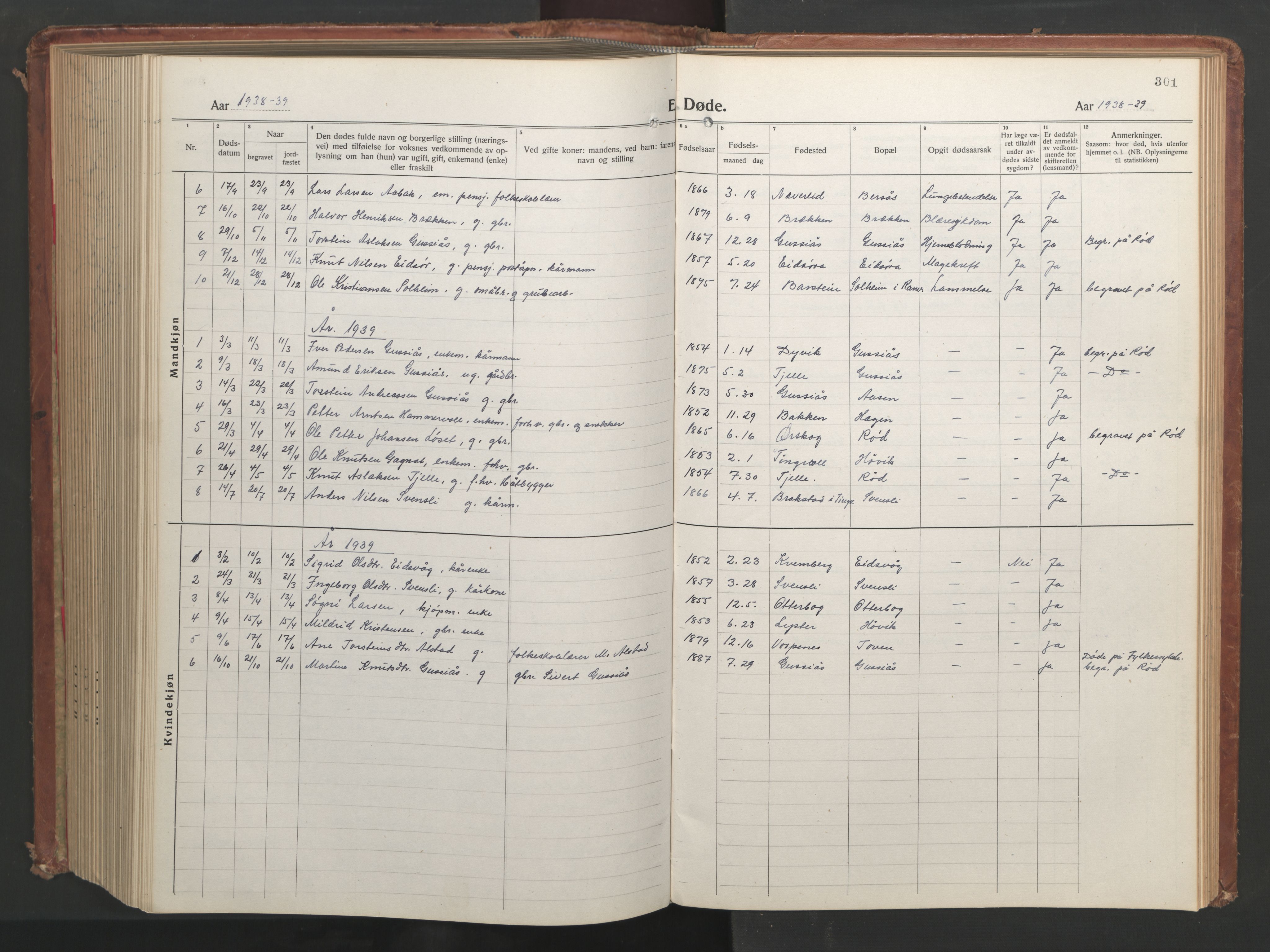 Ministerialprotokoller, klokkerbøker og fødselsregistre - Møre og Romsdal, AV/SAT-A-1454/551/L0633: Parish register (copy) no. 551C05, 1921-1961, p. 301