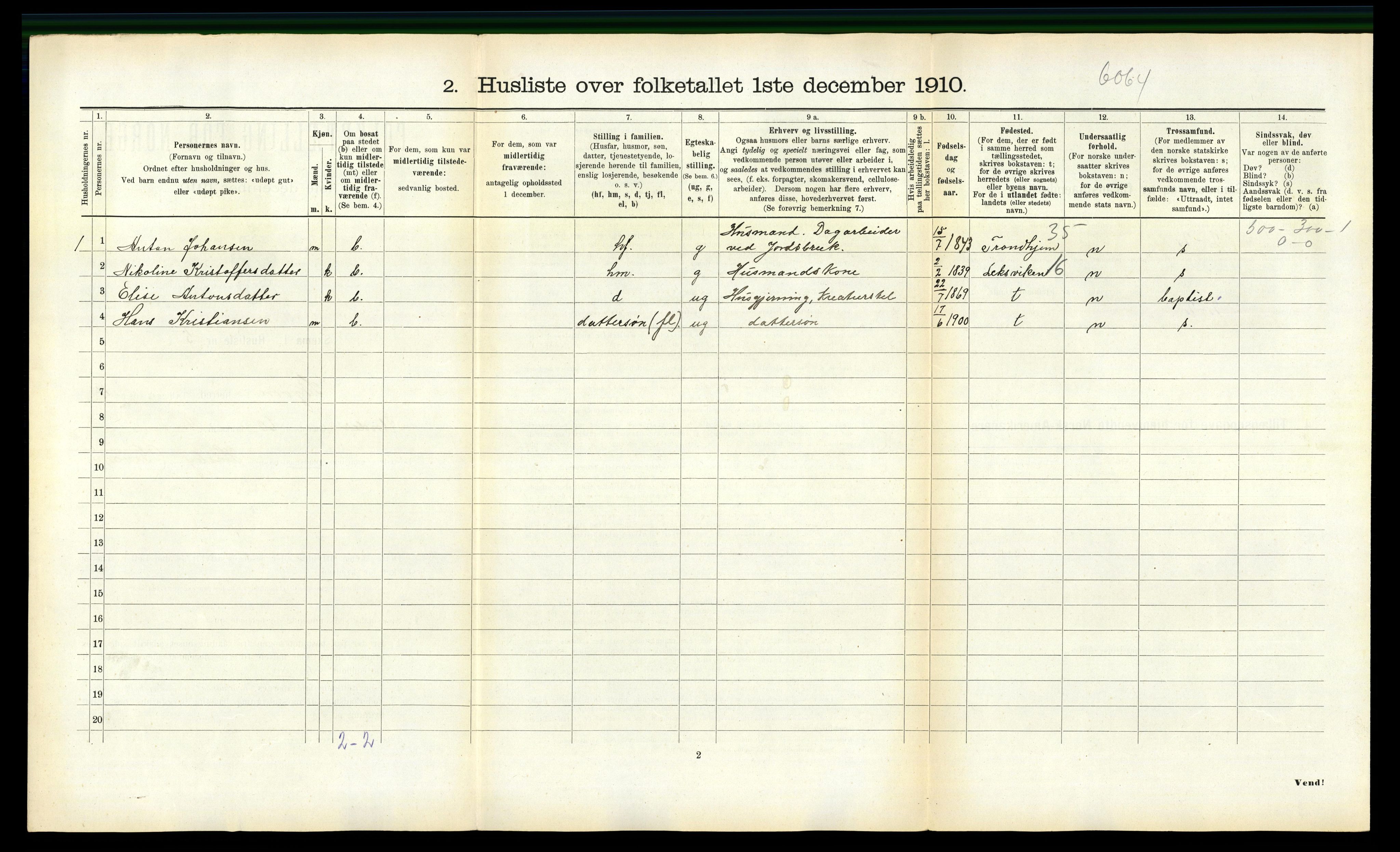 RA, 1910 census for Stjørna, 1910, p. 464