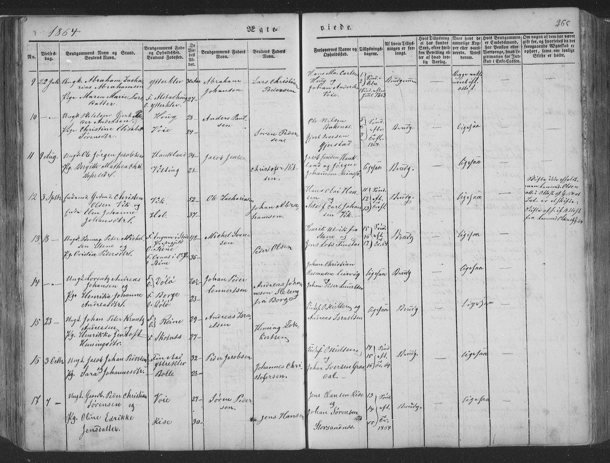 Ministerialprotokoller, klokkerbøker og fødselsregistre - Nordland, AV/SAT-A-1459/881/L1165: Parish register (copy) no. 881C02, 1854-1876, p. 265