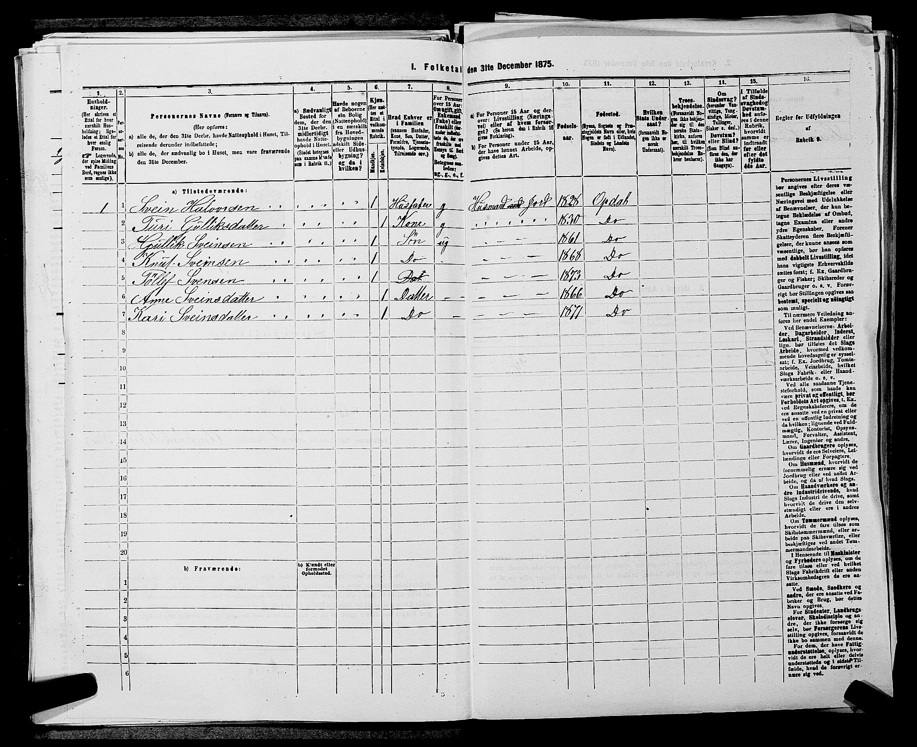 SAKO, 1875 census for 0633P Nore, 1875, p. 373