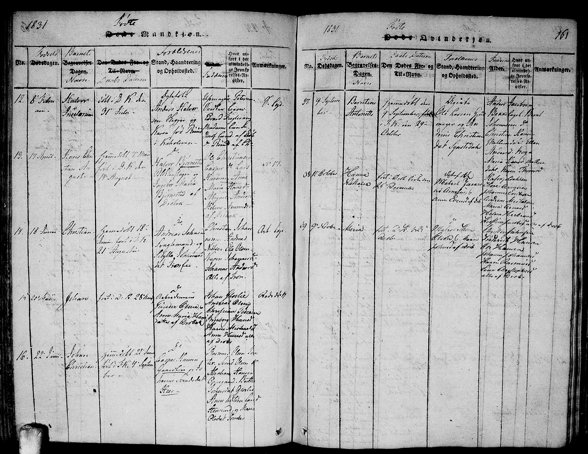 Drøbak prestekontor Kirkebøker, SAO/A-10142a/F/Fa/L0001: Parish register (official) no. I 1, 1816-1842, p. 161