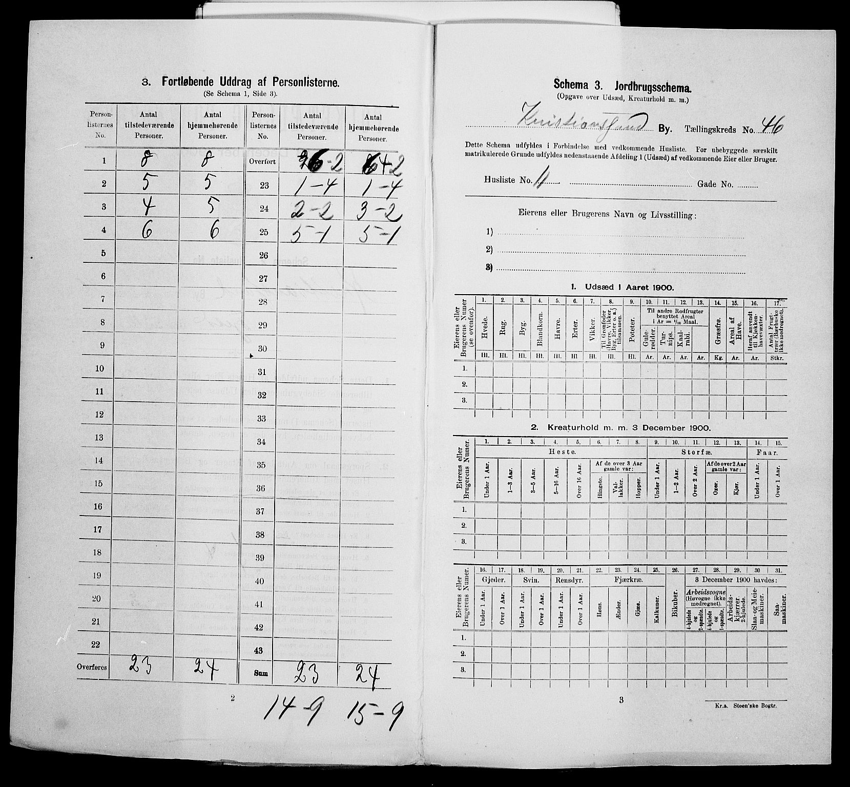 SAK, 1900 census for Kristiansand, 1900, p. 7490