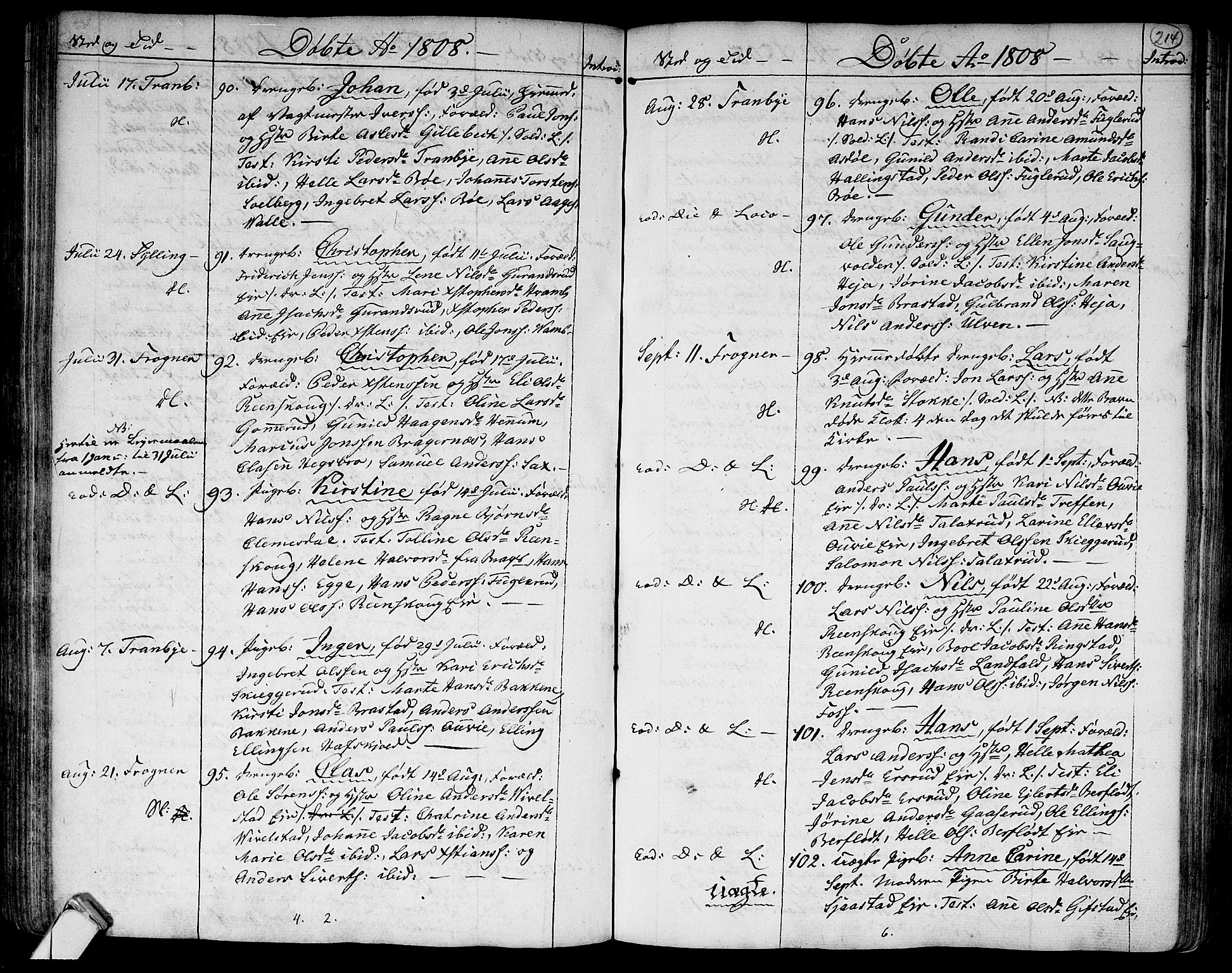 Lier kirkebøker, SAKO/A-230/F/Fa/L0007: Parish register (official) no. I 7, 1794-1813, p. 214