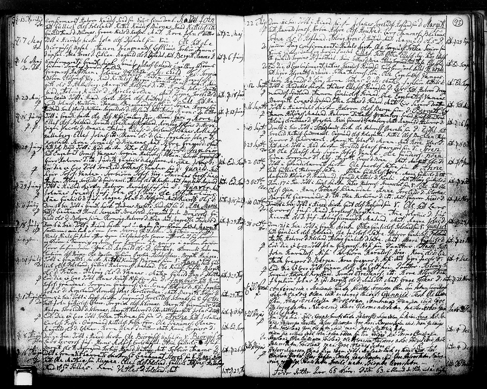 Hjartdal kirkebøker, SAKO/A-270/F/Fa/L0003: Parish register (official) no. I 3, 1727-1775, p. 95