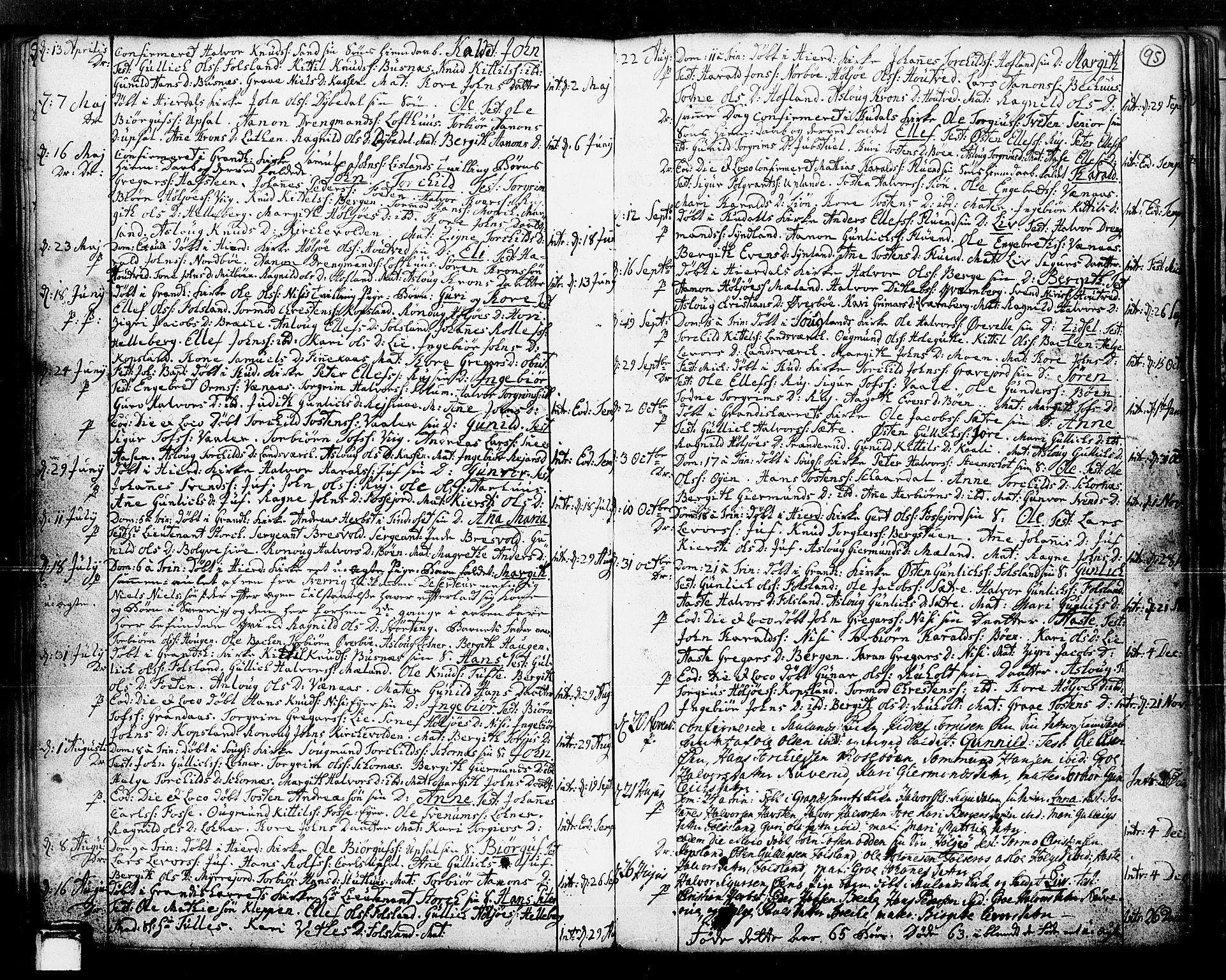 Hjartdal kirkebøker, AV/SAKO-A-270/F/Fa/L0003: Parish register (official) no. I 3, 1727-1775, p. 95