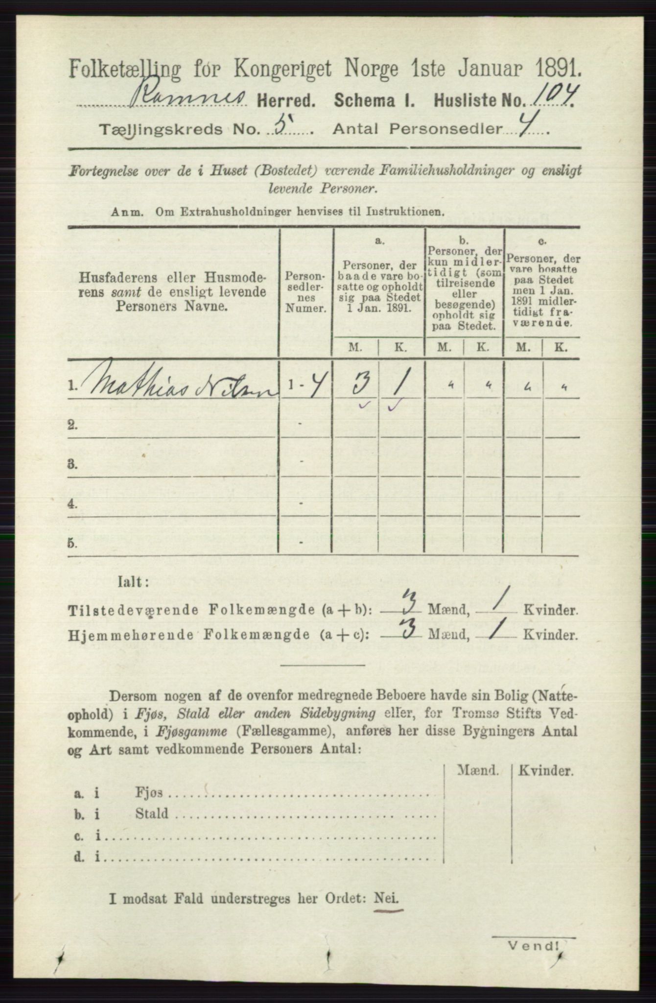 RA, 1891 census for 0718 Ramnes, 1891, p. 2527