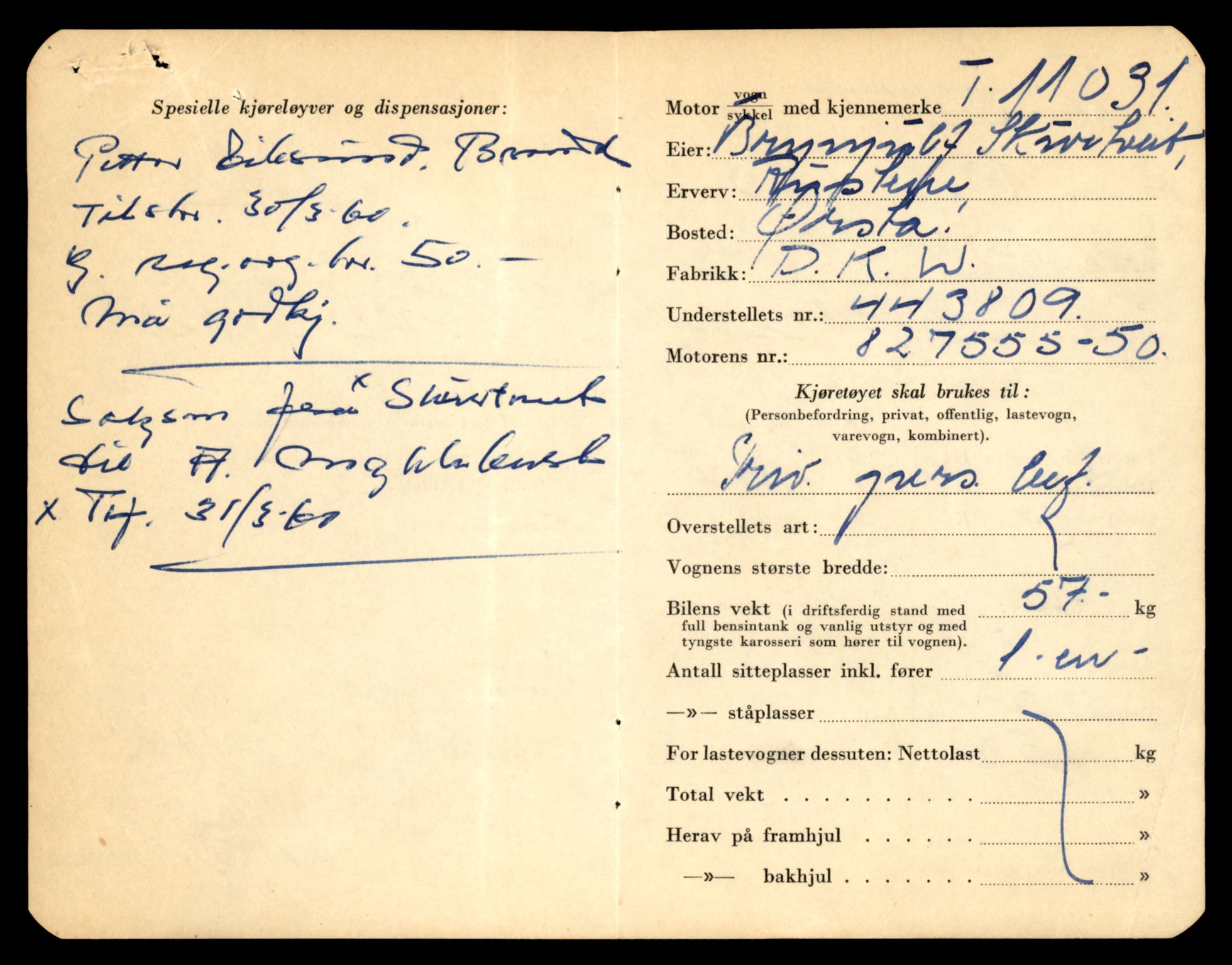 Møre og Romsdal vegkontor - Ålesund trafikkstasjon, AV/SAT-A-4099/F/Fe/L0025: Registreringskort for kjøretøy T 10931 - T 11045, 1927-1998, p. 2708