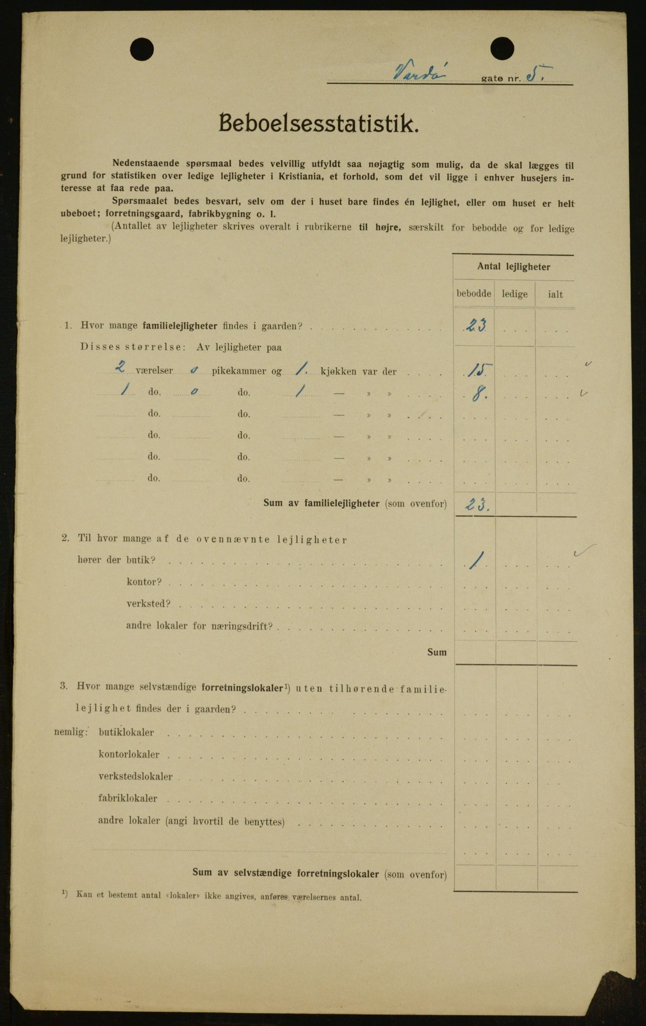 OBA, Municipal Census 1909 for Kristiania, 1909, p. 110611