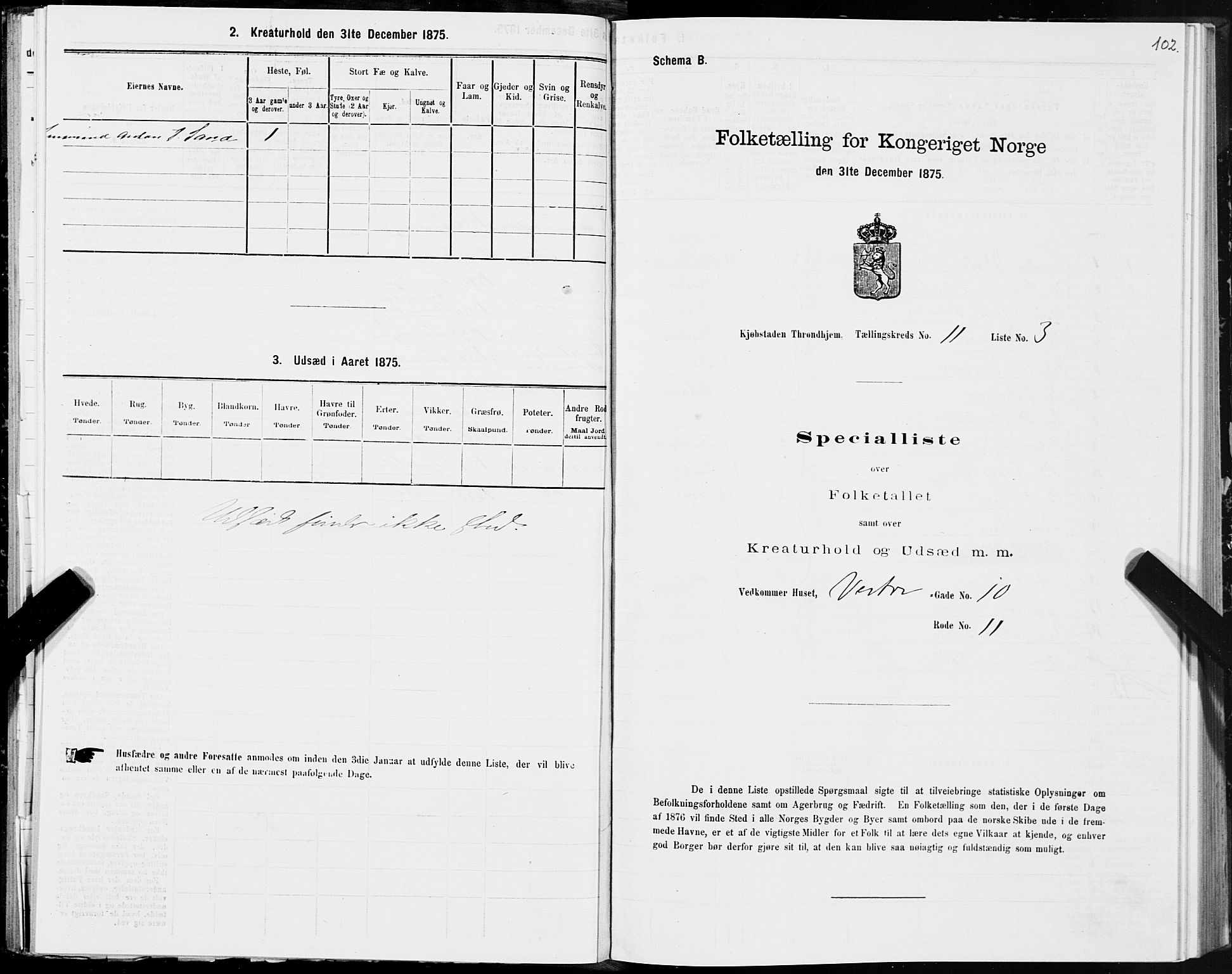 SAT, 1875 census for 1601 Trondheim, 1875, p. 6102