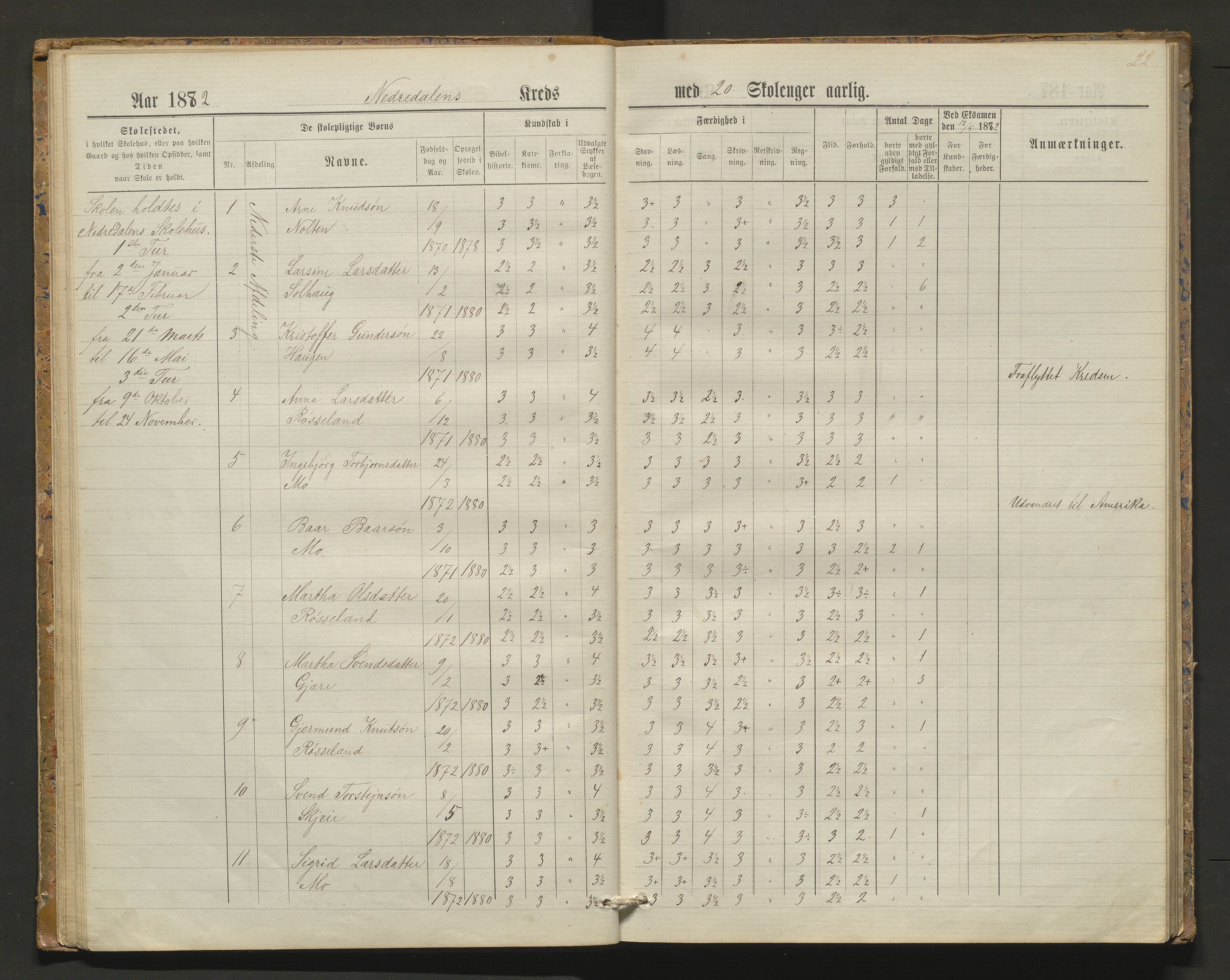 Kvam herad. Barneskulane, IKAH/1238-231/F/Fa/L0006: Skuleprotokoll for Nedredalen og Aksnes krinsar, 1878-1891, p. 21