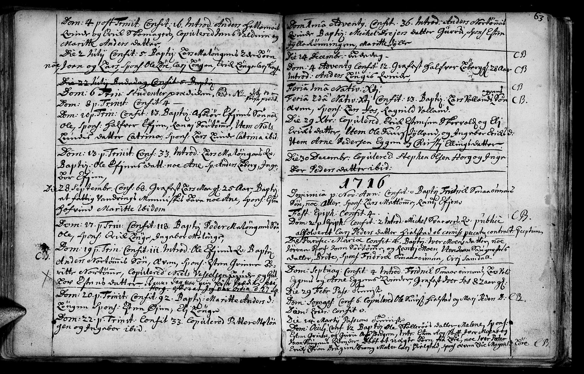 Ministerialprotokoller, klokkerbøker og fødselsregistre - Sør-Trøndelag, SAT/A-1456/692/L1101: Parish register (official) no. 692A01, 1690-1746, p. 63