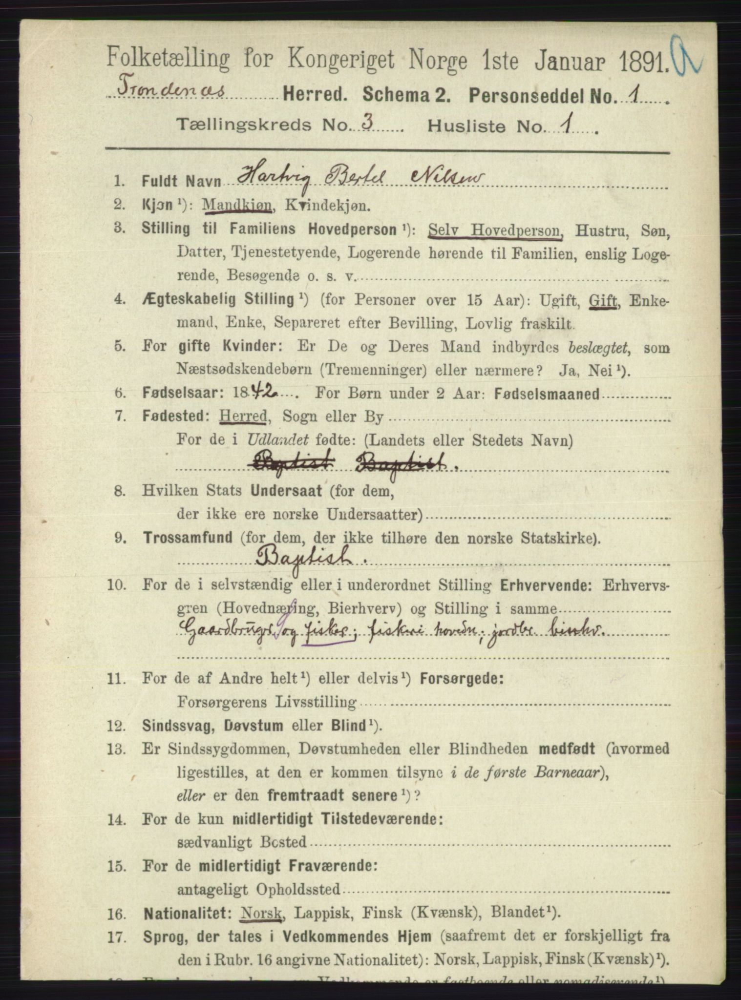 RA, 1891 census for 1914 Trondenes, 1891, p. 1202