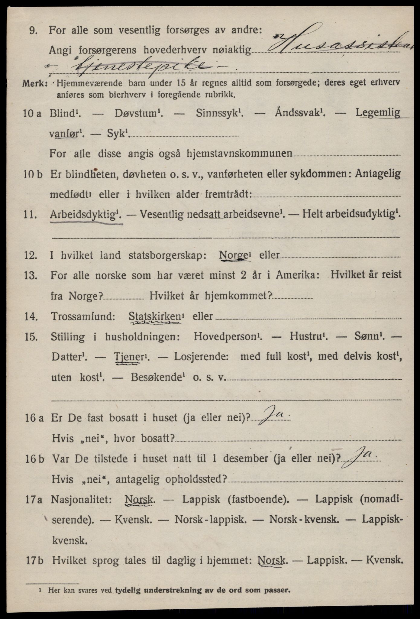 SAT, 1920 census for Orkanger, 1920, p. 1192