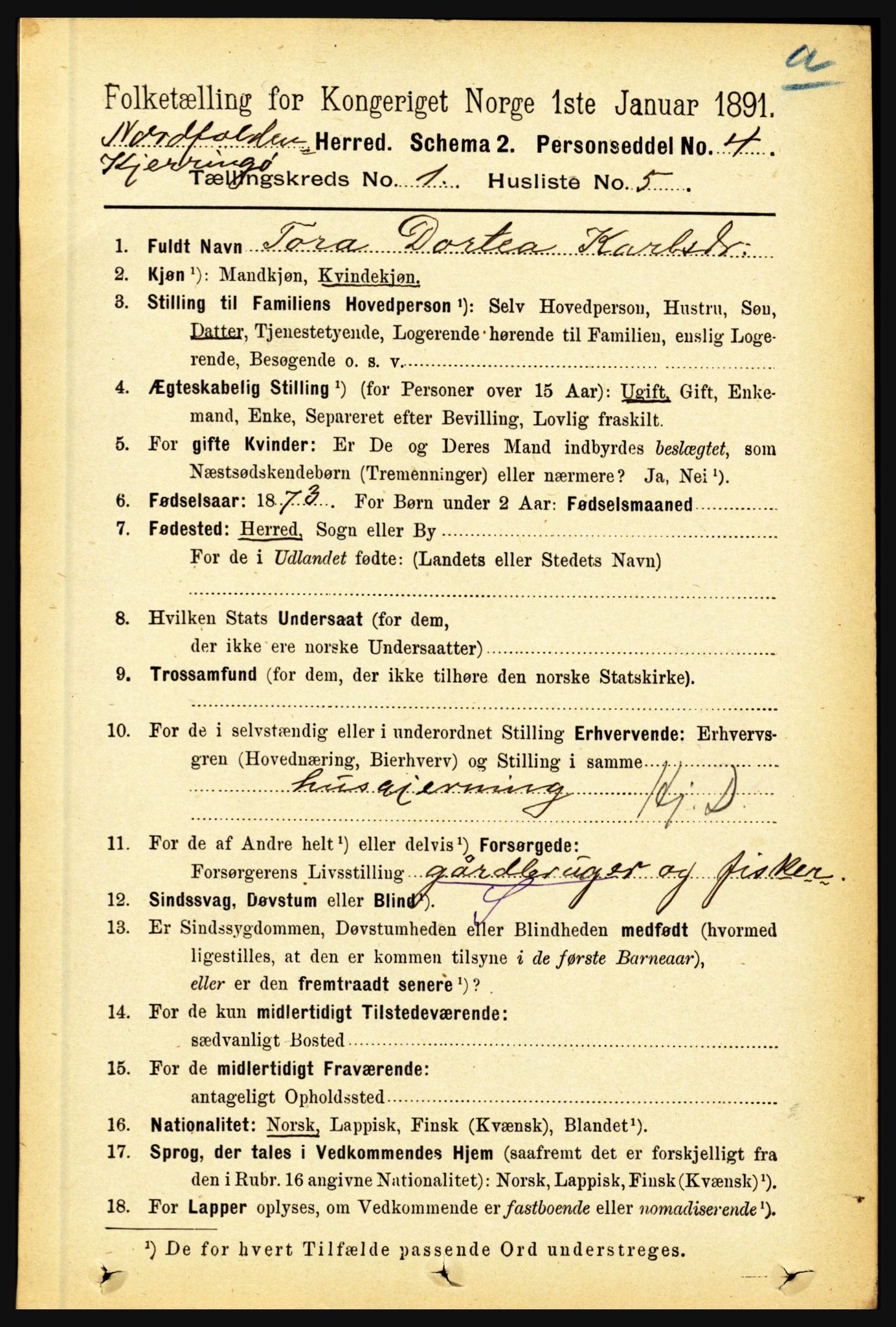 RA, 1891 census for 1846 Nordfold-Kjerringøy, 1891, p. 106