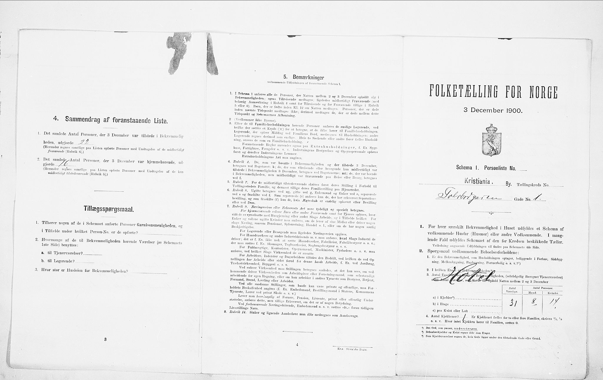 SAO, 1900 census for Kristiania, 1900, p. 101897