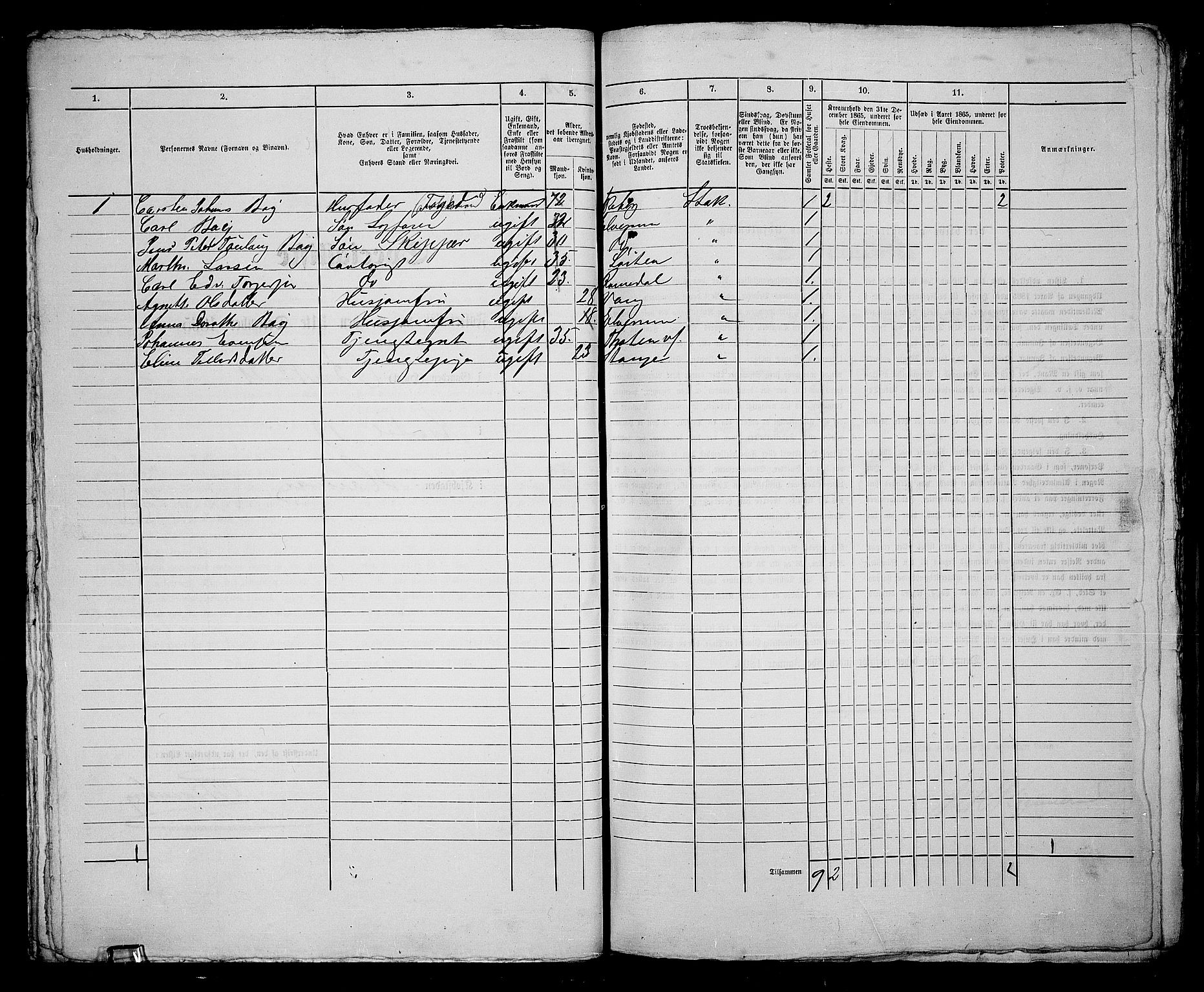 RA, 1865 census for Vang/Hamar, 1865, p. 44